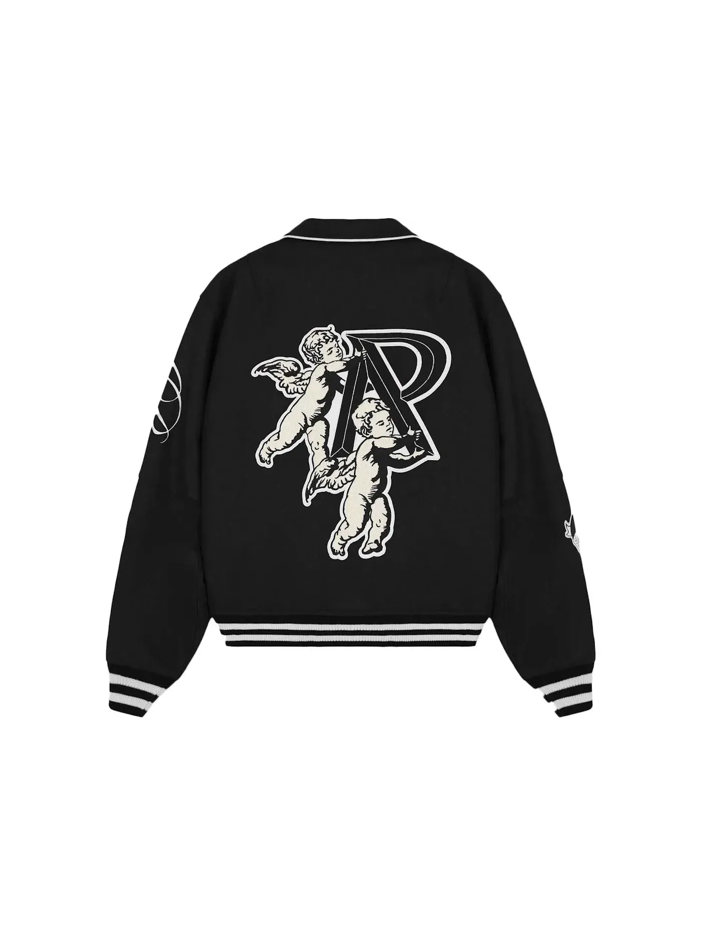 Мужская куртка-бомбер из шерсти с принтом херувима Cherub Wool Varsity Jacket Represent — изображение 2 из 2, черный