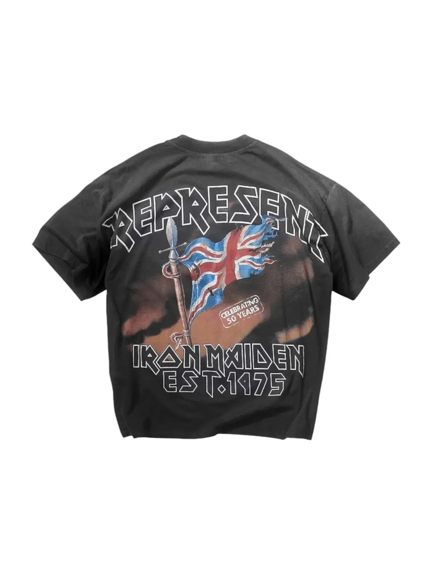 Мужская футболка с принтом Iron Maiden Steed Represent — изображение 2 из 2, черный