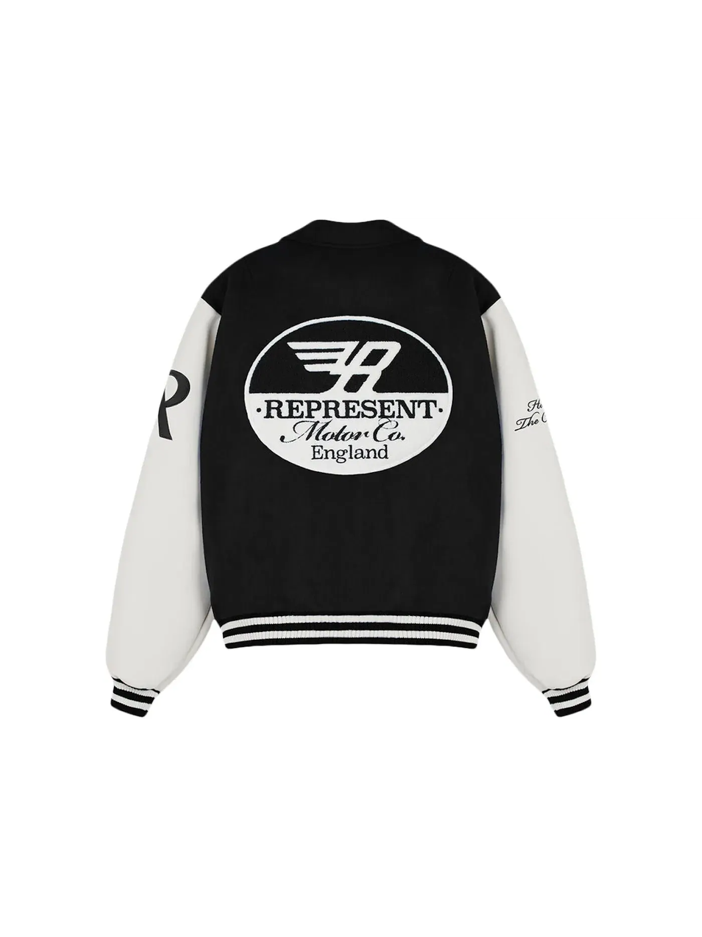 Мужская куртка-бомбер с принтом Racing Team Varsity Jacket Represent — изображение 2 из 2, черный/белый