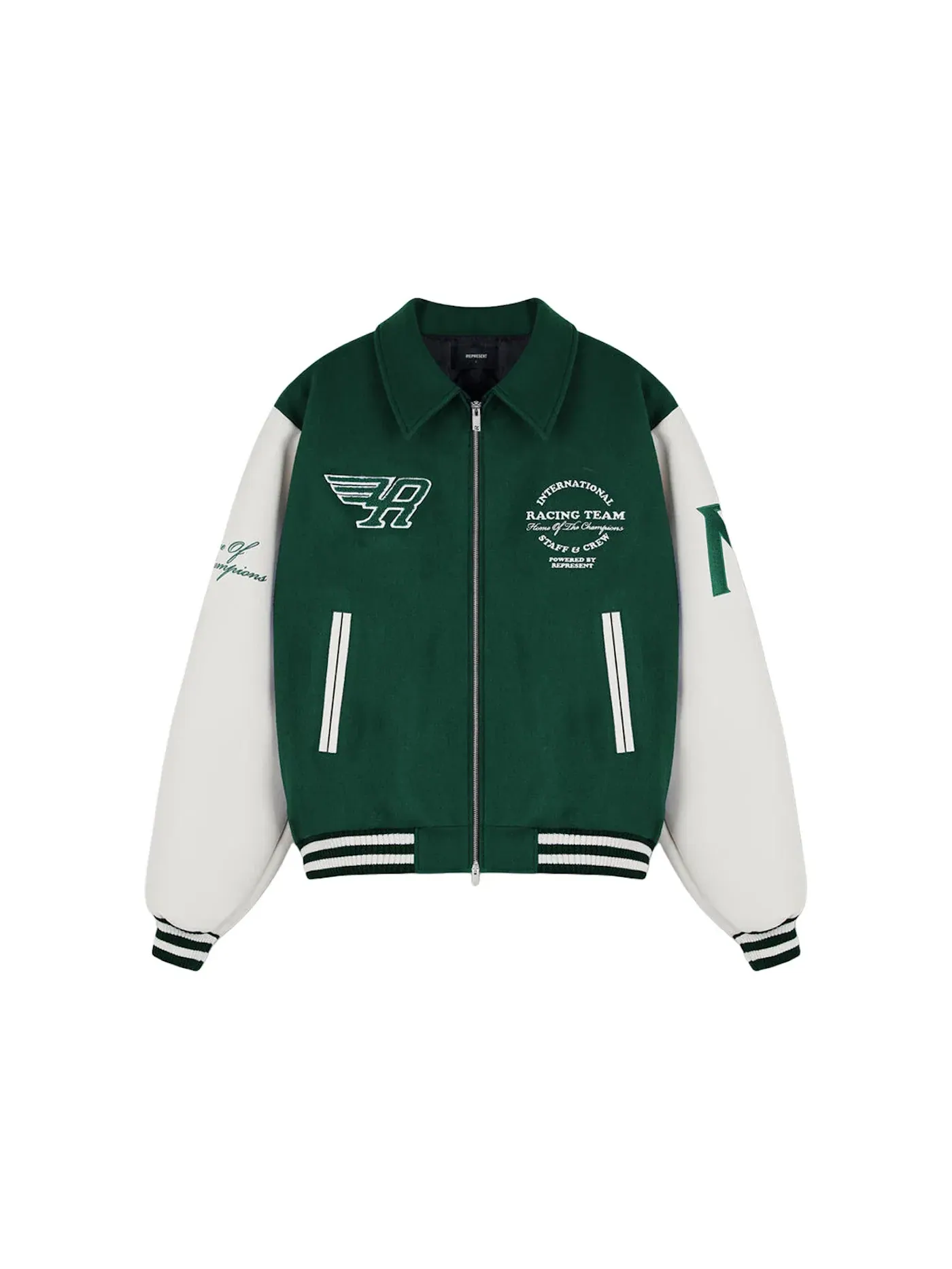Мужская бомбер-куртка с принтом Racing Team Varsity Jacket Represent — изображение 1 из 2, зеленый