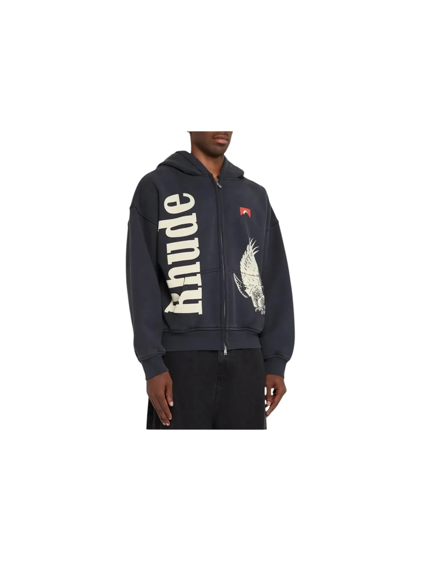 Мужская худи с принтом Eagle Pass Zip-Up Hoodie Rhude — изображение 2 из 3, винтажный черный/белый