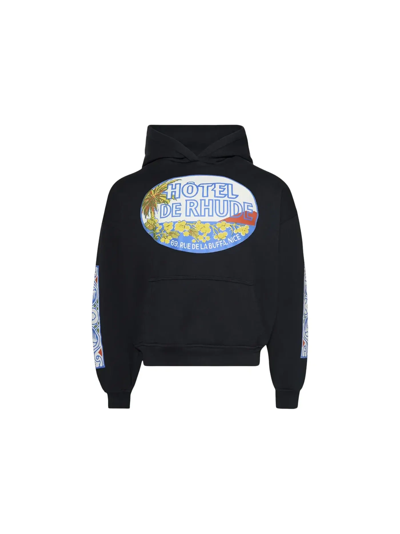 Мужской худи с принтом Rhude Hoodie — изображение 1 из 1, винтажный черный