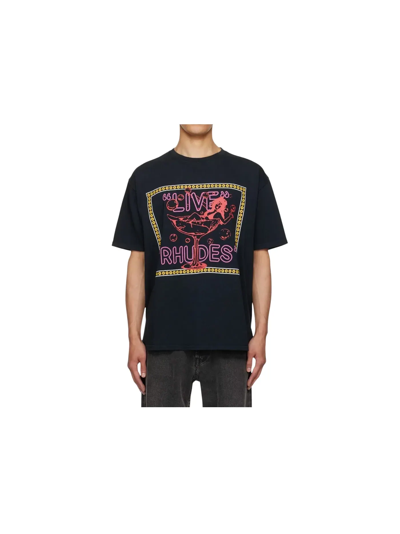 Мужская футболка с принтом Rhude Live Rhudes Tee Vintage T-Shirt Rhude — изображение 2 из 2, черный