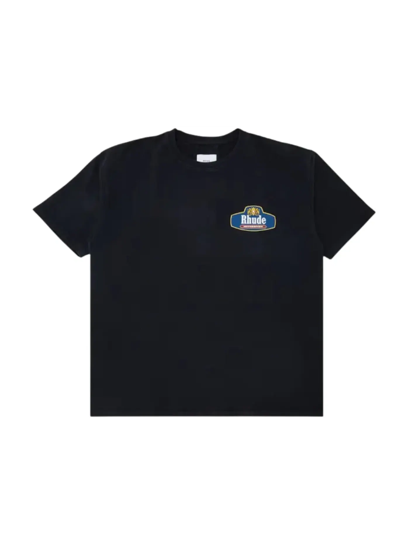 Мужская футболка с принтом Rhude Racing Crest Tee Rhude — изображение 1 из 2, черный/темно-синий