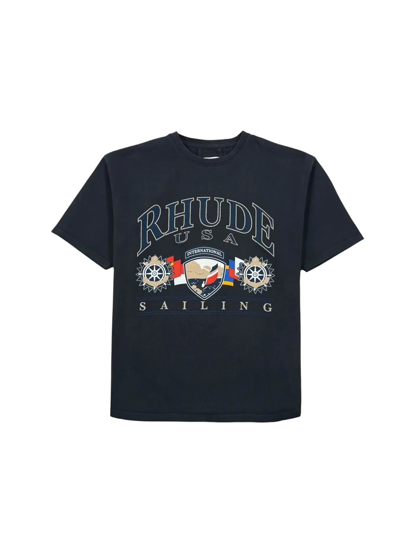 Мужская футболка с принтом T-shirt Rhude — изображение 1 из 1, винтажный черный/белый
