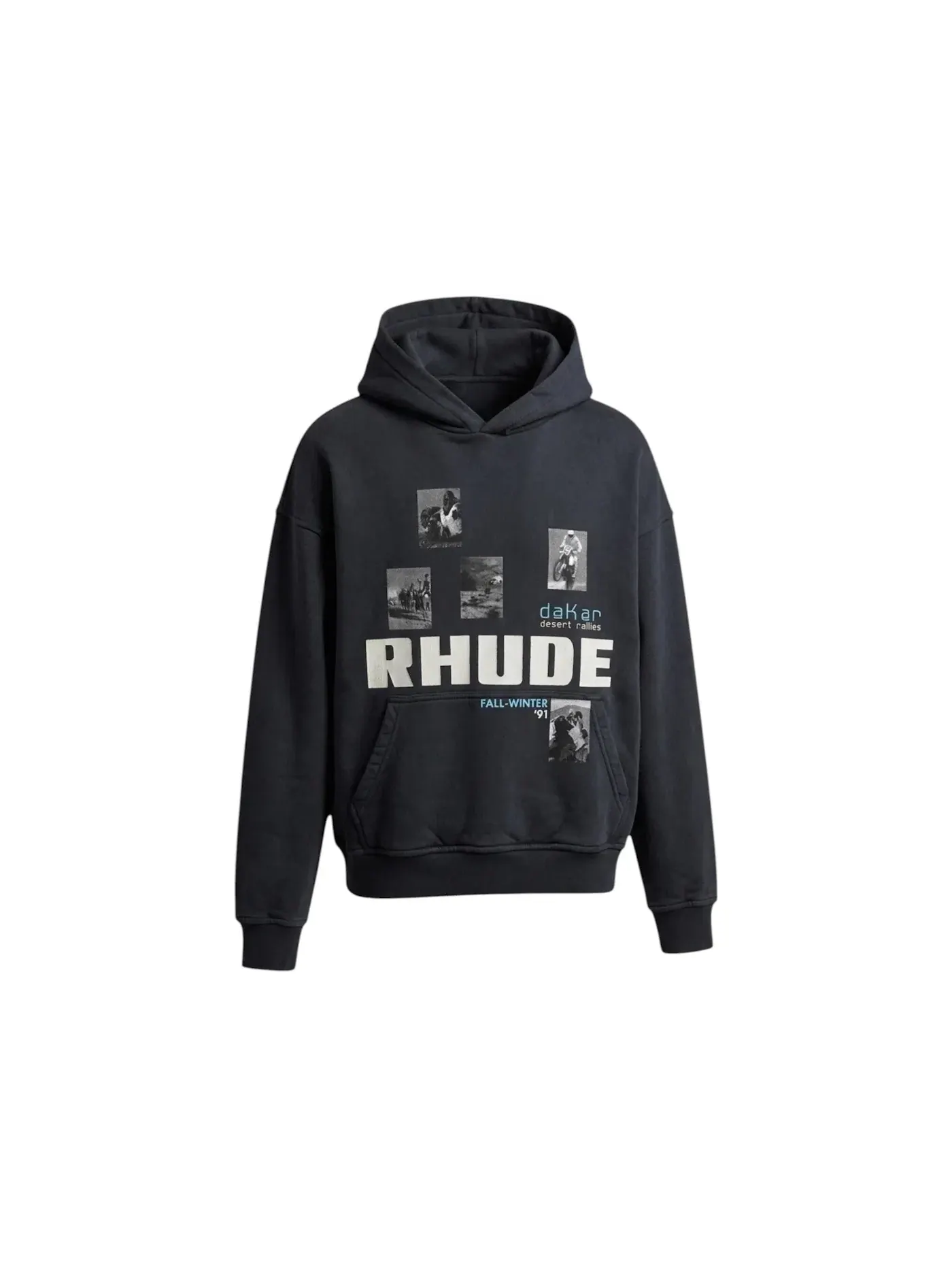 Мужской худи Rhude Winter 91 Rallye — изображение 1 из 1, черный/белый/синий