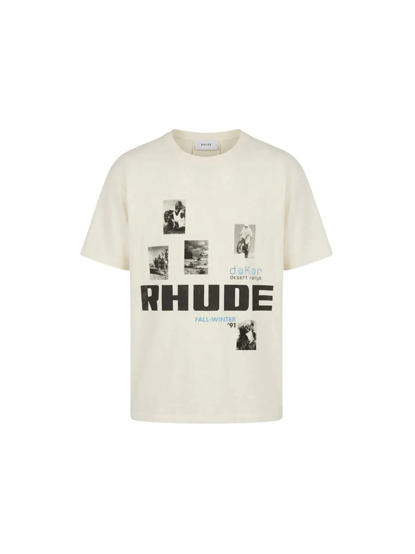 Мужская футболка с принтом Rhude Winter 91 Rallye — изображение 1 из 1, белый/черный/синий