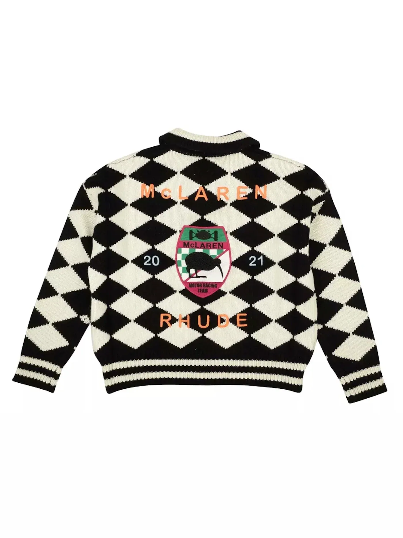 Мужской пуловер с принтом Rhude x McLaren Flag Polo — изображение 2 из 2, белый/черный