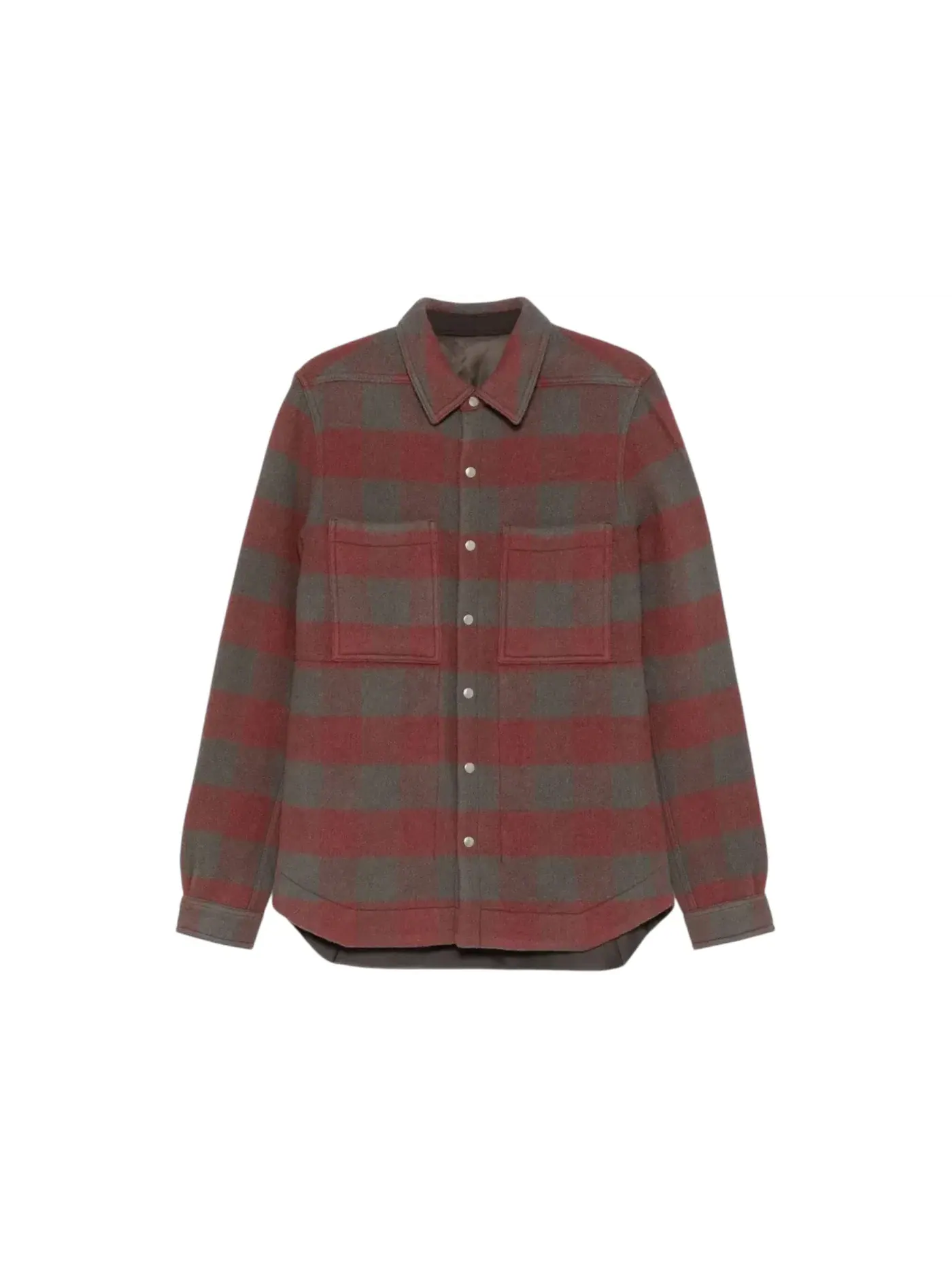Мужская рубашка из шерсти с клетчатым принтом Outershirt Rick Owens, Rosewood Plaid — изображение 1 из 1