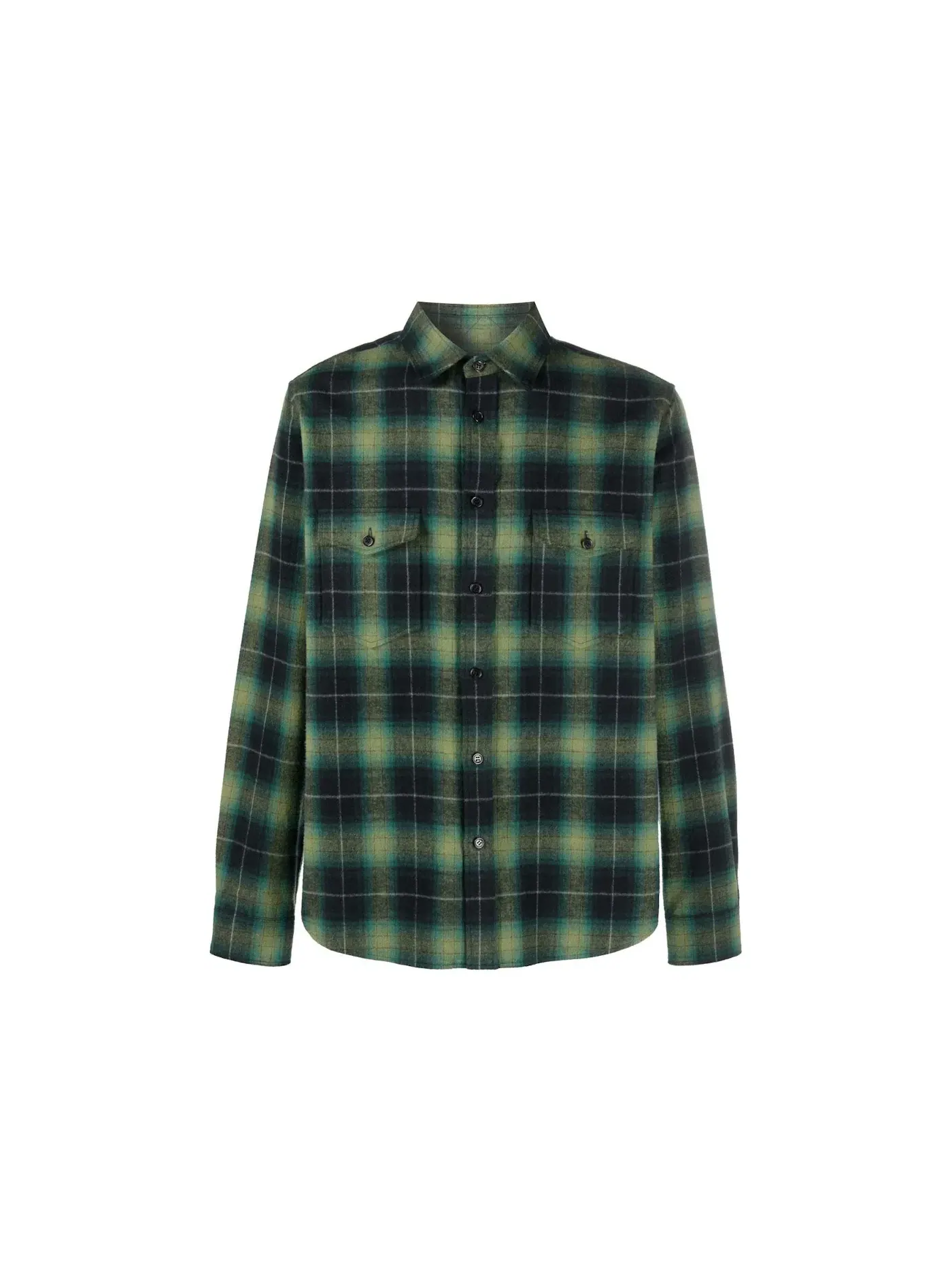 Мужская рубашка из фланели с принтом Flannel Shirt Saint Laurent — изображение 1 из 1, зеленый/черный/белый