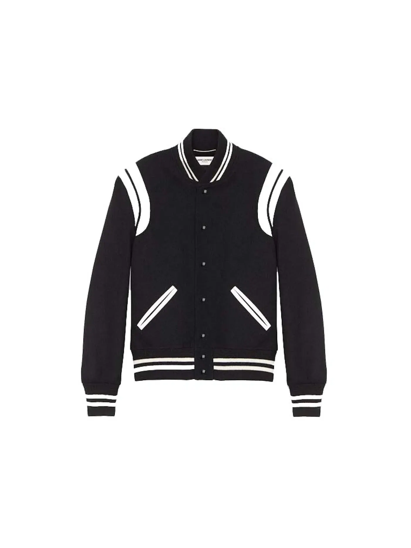 Мужская куртка с контрастной отделкой Teddy Saint Laurent — изображение 1 из 2, черный/белый