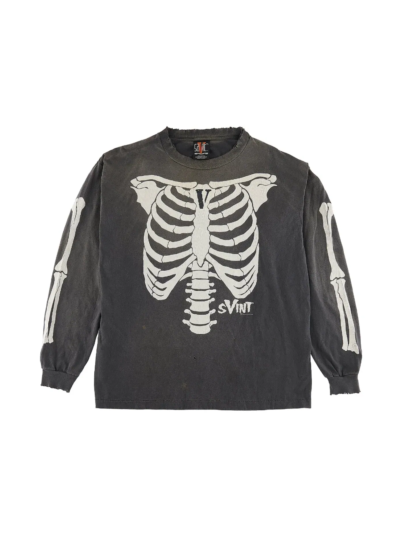 Мужская футболка с длинным рукавом Saint Mxxxxxx x VLONE Bone L/S T-Shirt — изображение 1 из 2, винтажный черный
