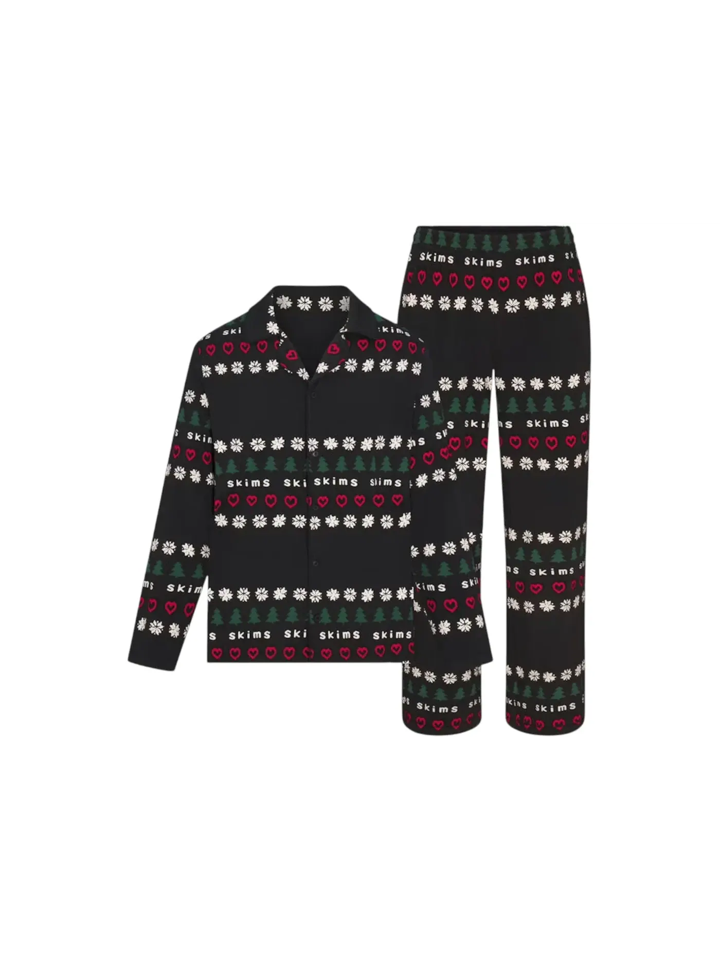 Мужской комплект пижамы из джерси с принтом Fair Isle SKIMS, Onyx Pine Fair Isle