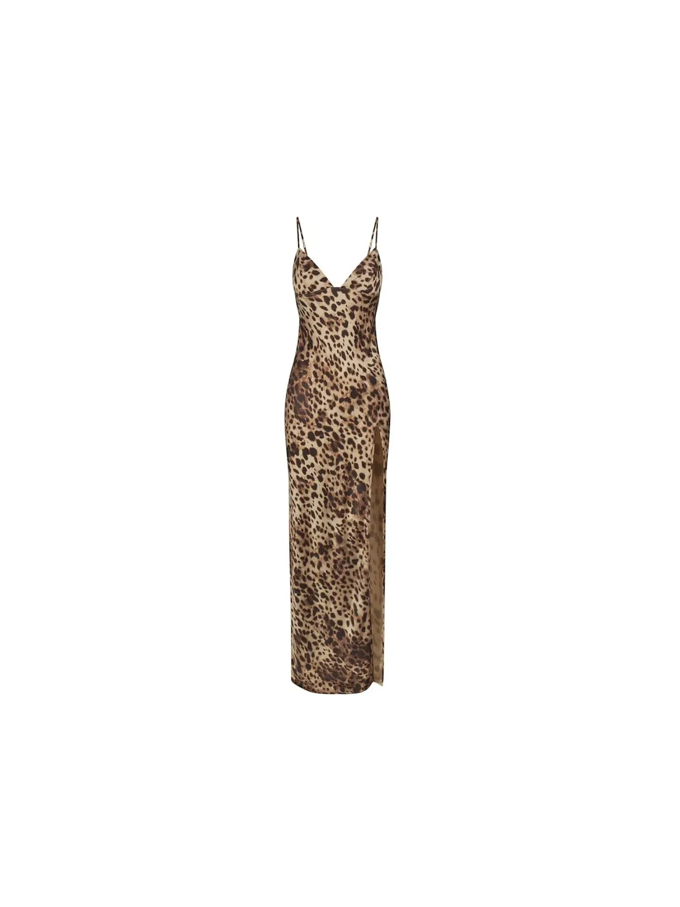Женское платье-комбинация шелковое с принтом Silk Long Slip Dress Leopard SKIMS — изображение 1 из 1, леопардовый