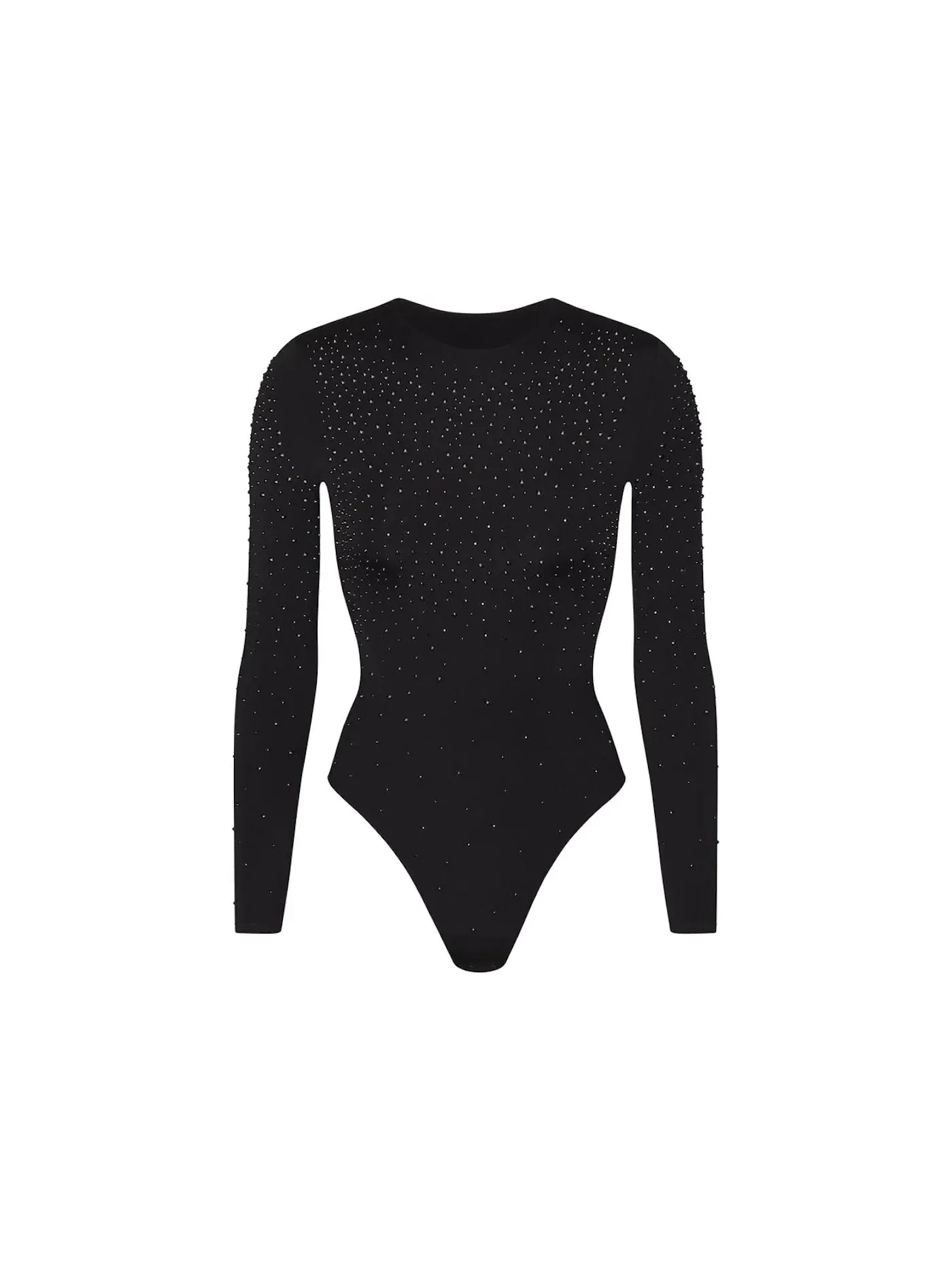 Женское боди с длинным рукавом SKIMS x Swarovski Jelly Sheer Long Sleeve Crew Neck Bodysuit — изображение 1 из 2, оникс
