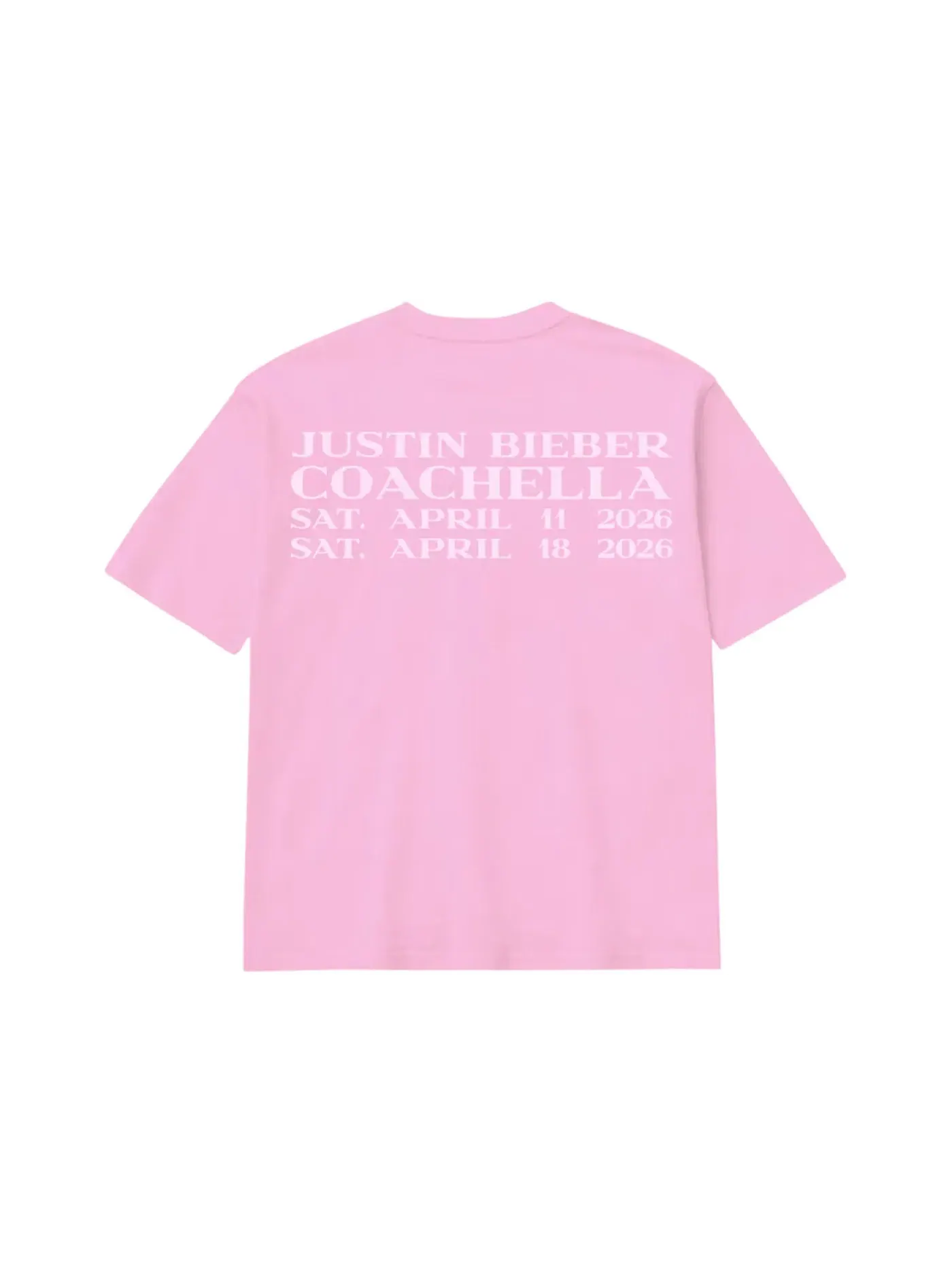 Футболка с принтом Justin Bieber Coachella 2026 Graphic IV SKYLRK — изображение 2 из 2, розовый