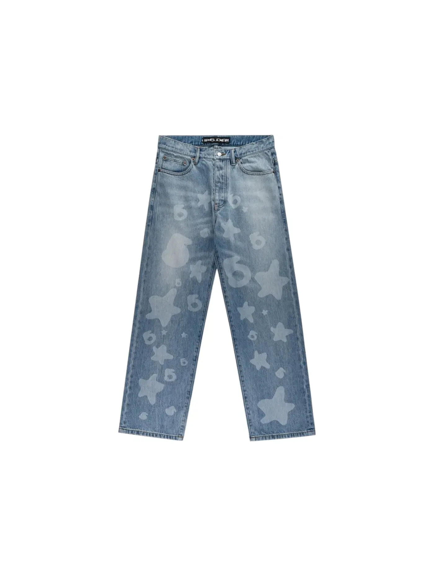 Мужские джинсы с потертостями Denim Sp5der — изображение 1 из 2, светлый синий
