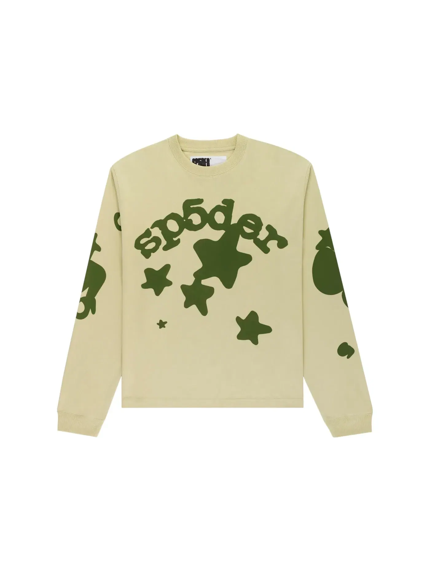 Мужской лонгслив с принтом Sp5der Longsleeve Sp5der — изображение 1 из 2, бежевый
