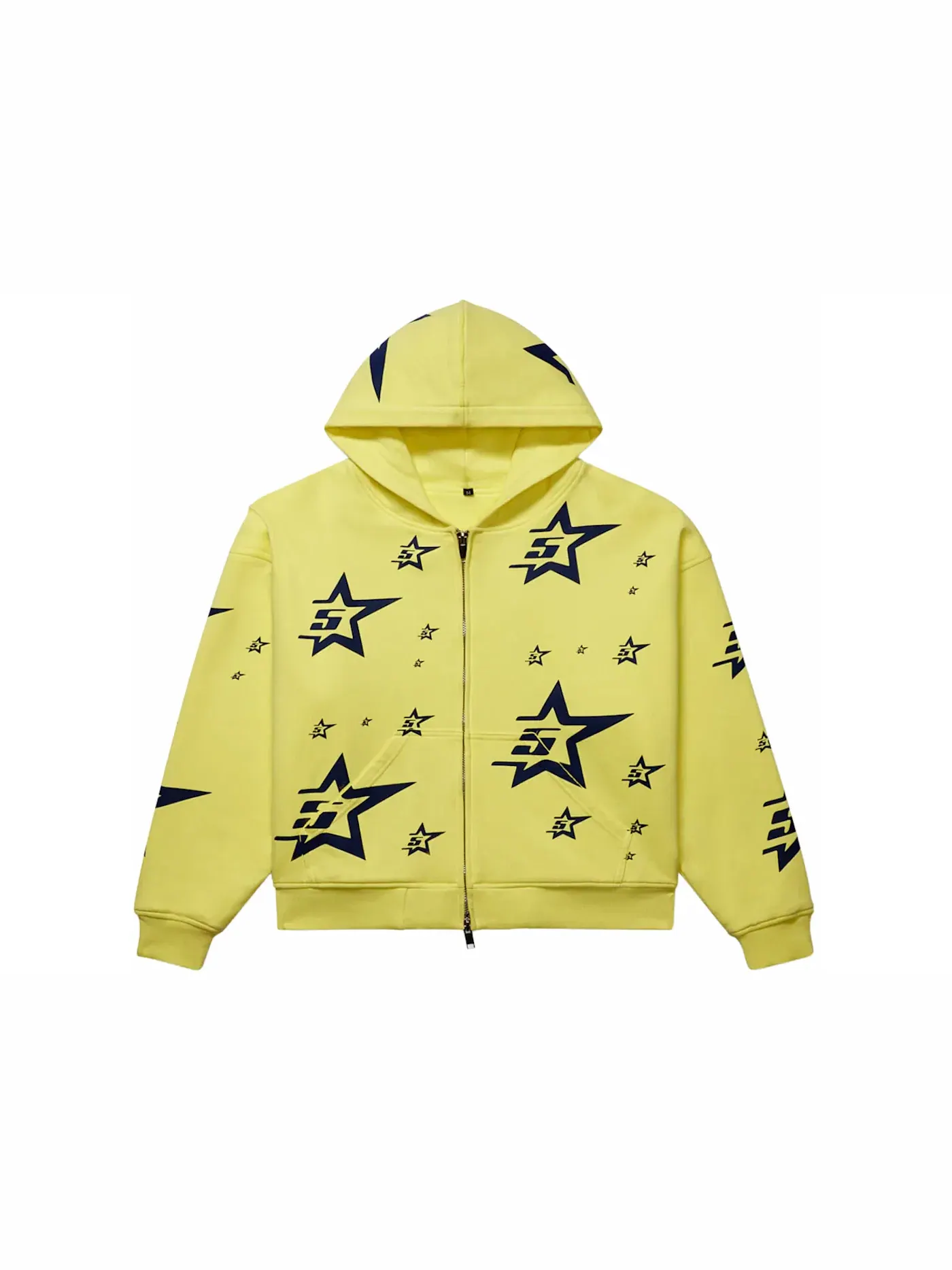 Мужская худи с принтом Sp5der Double Layer 5 Star Zip Hoodie Sp5der — изображение 1 из 2, желтый