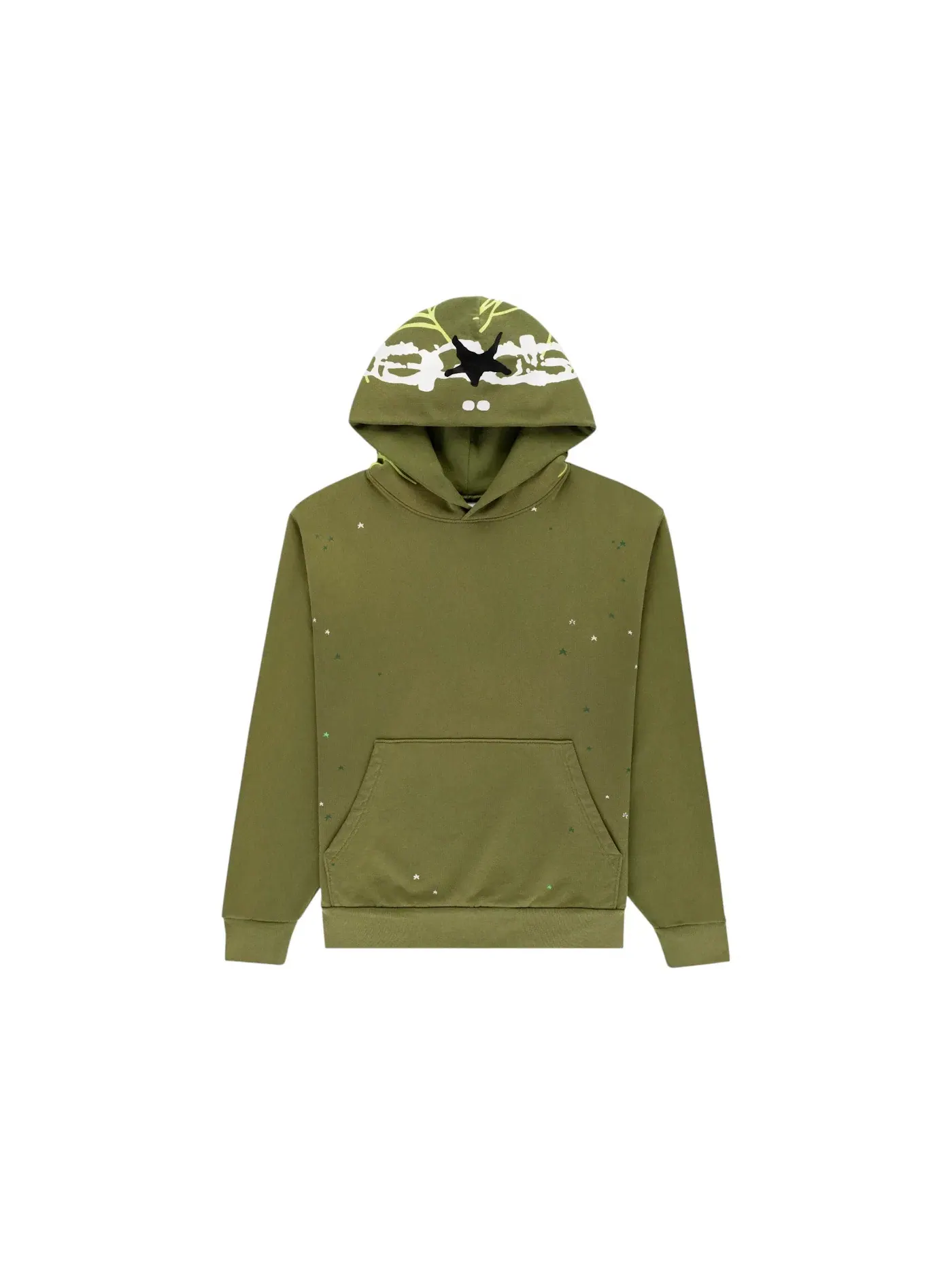 Мужской худи с принтом Sp5der Heavy Web Hoodie Sp5der — изображение 1 из 2, оливковый