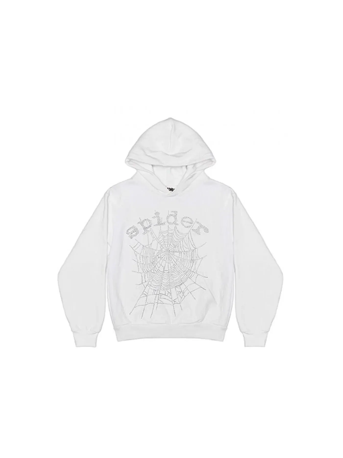 Мужской пуловер с принтом Rhinestone Logo Hoodie Sp5der — изображение 1 из 1, белый