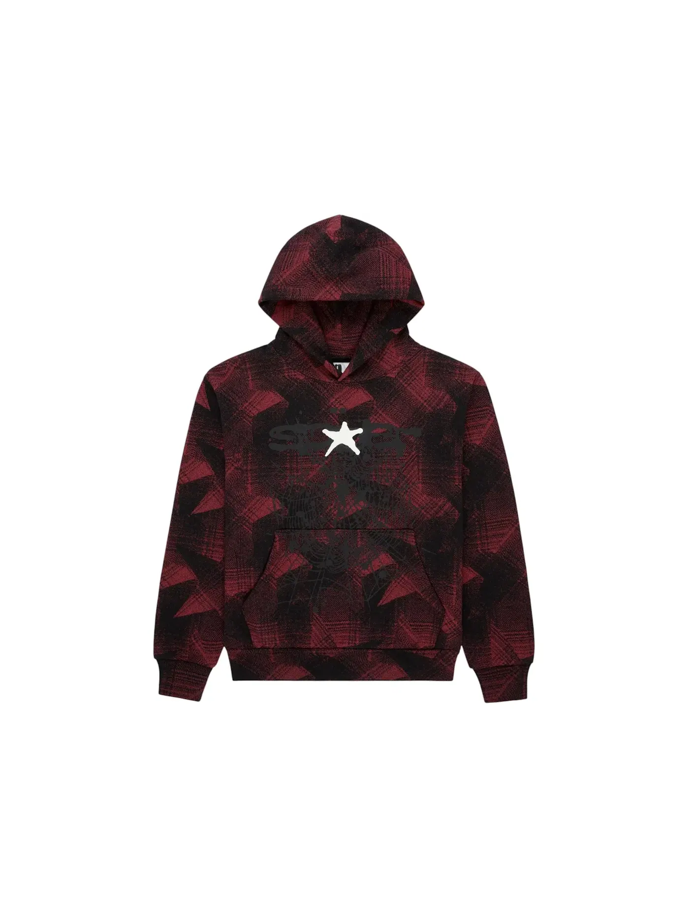 Унисекс худи с принтом Sp5der Plaid Splatt Hoodie Sp5der — изображение 1 из 2, черный