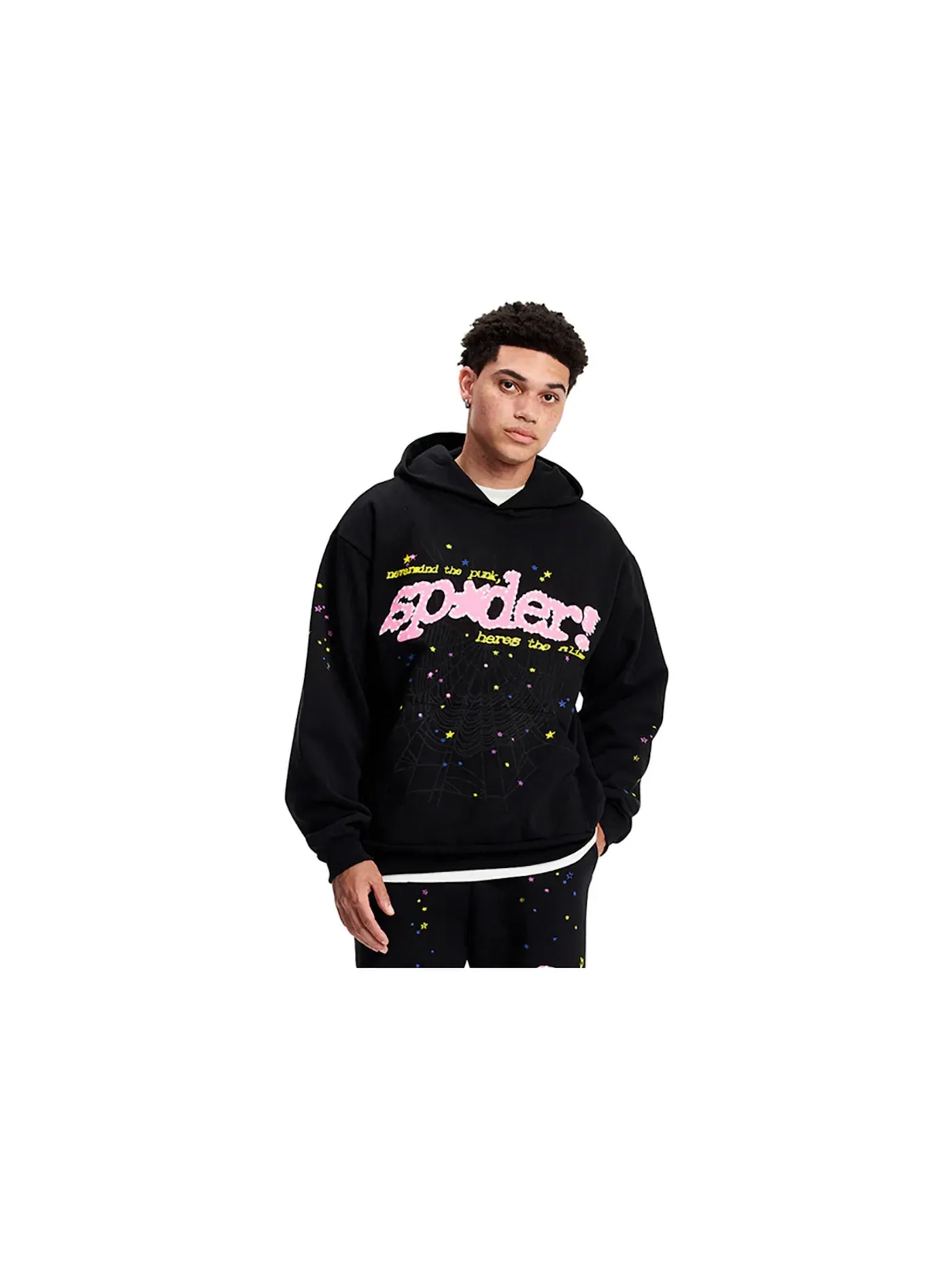 Мужской худи с принтом Sp5der P*NK V2 Hoodie Sp5der — изображение 3 из 3, черный