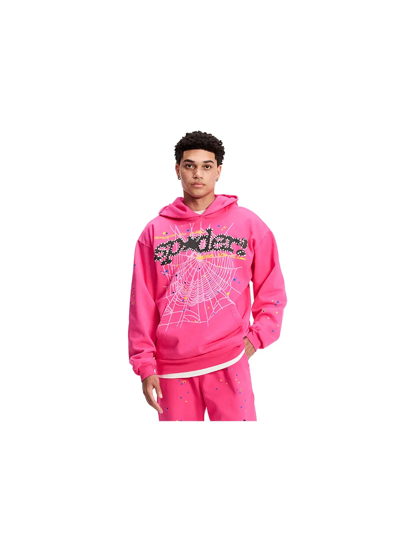 Мужская худи с принтом Sp5der P*NK V2 Hoodie Sp5der — изображение 4 из 4, розовый