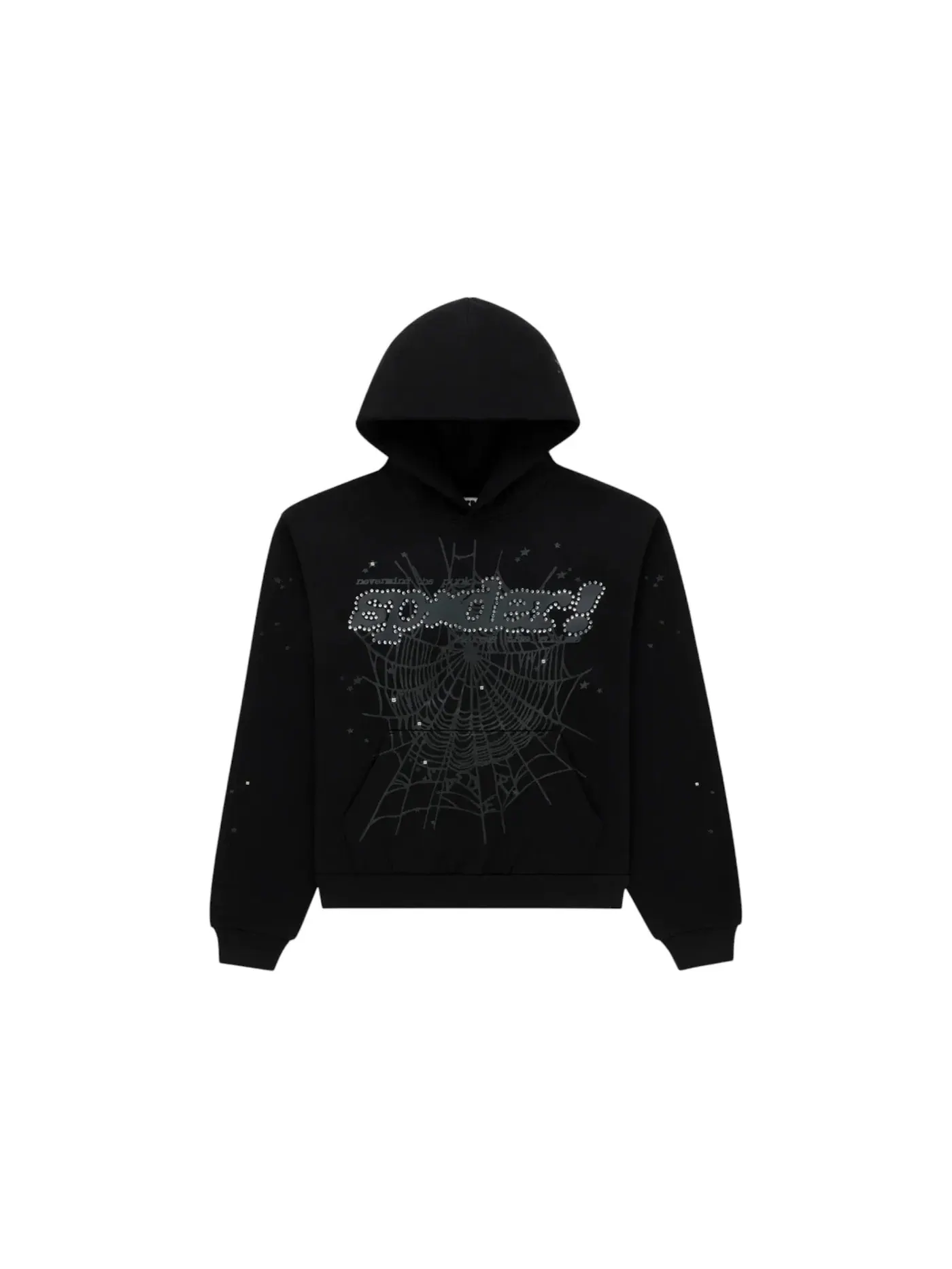 Мужская худи с принтом Rhinestone Punk V2 Sp5der — изображение 1 из 2, черный