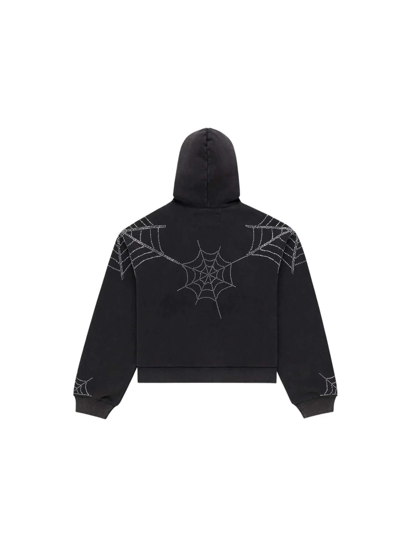 Детская худи с принтом Rhinestone Web Zip Hoodie Sp5der — изображение 2 из 2, черный