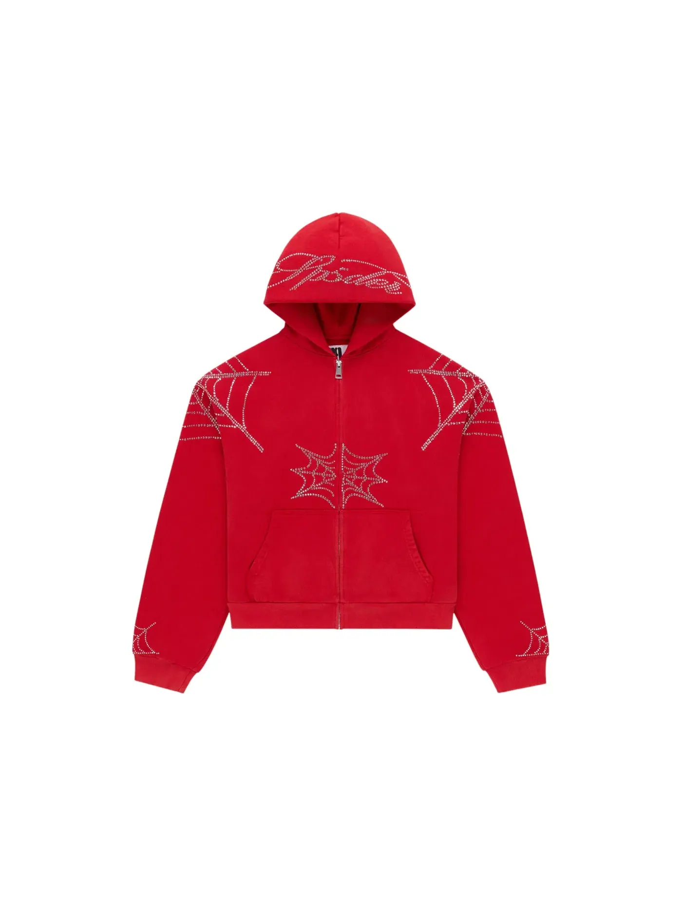 Детский худи с принтом Rhinestone Web Hoodie Sp5der — изображение 1 из 2, красный