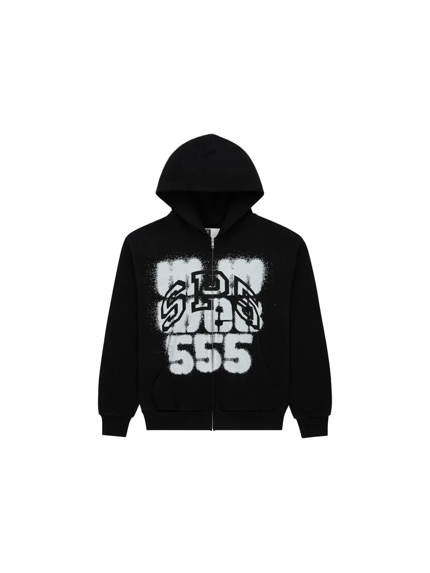 Мужское худи на молнии с принтом Sp5der SP555 Zip Hoodie — изображение 1 из 2, черный