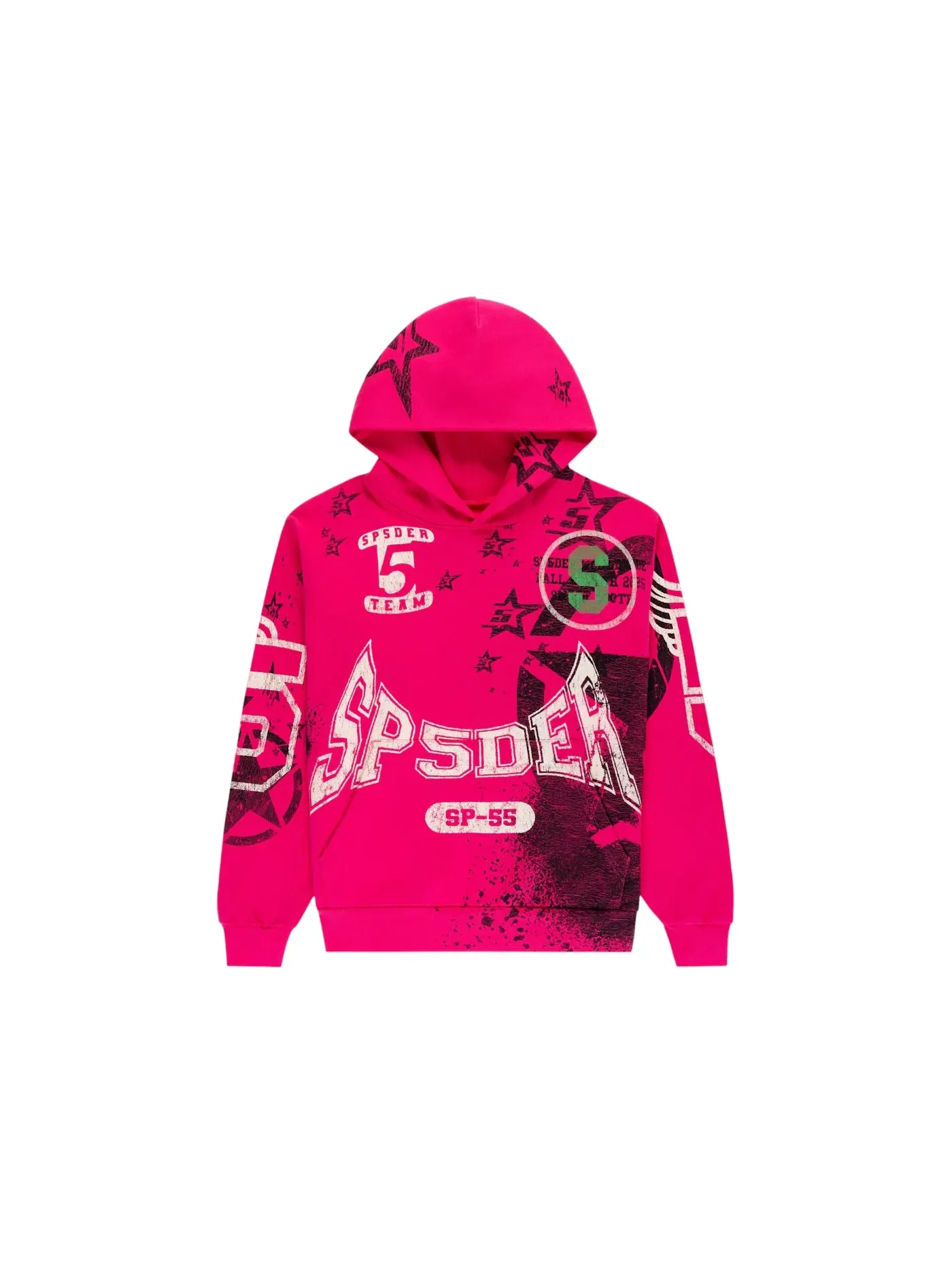 Мужской худи с принтом Sp5der Hoodie — изображение 1 из 2, розовый