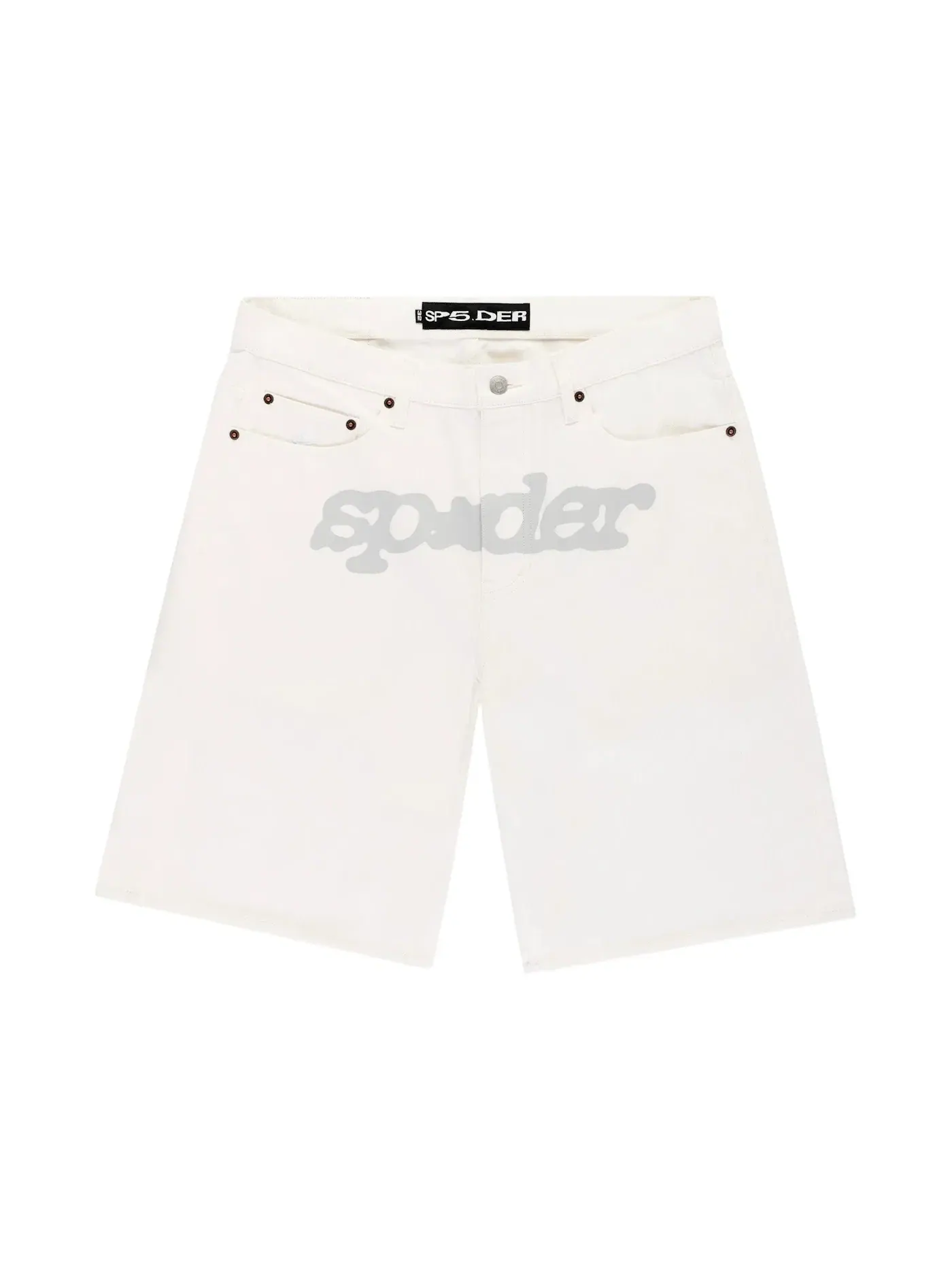 Мужские шорты с принтом Sp5der V3 Logo Denim Short Sp5der — изображение 1 из 2, белый