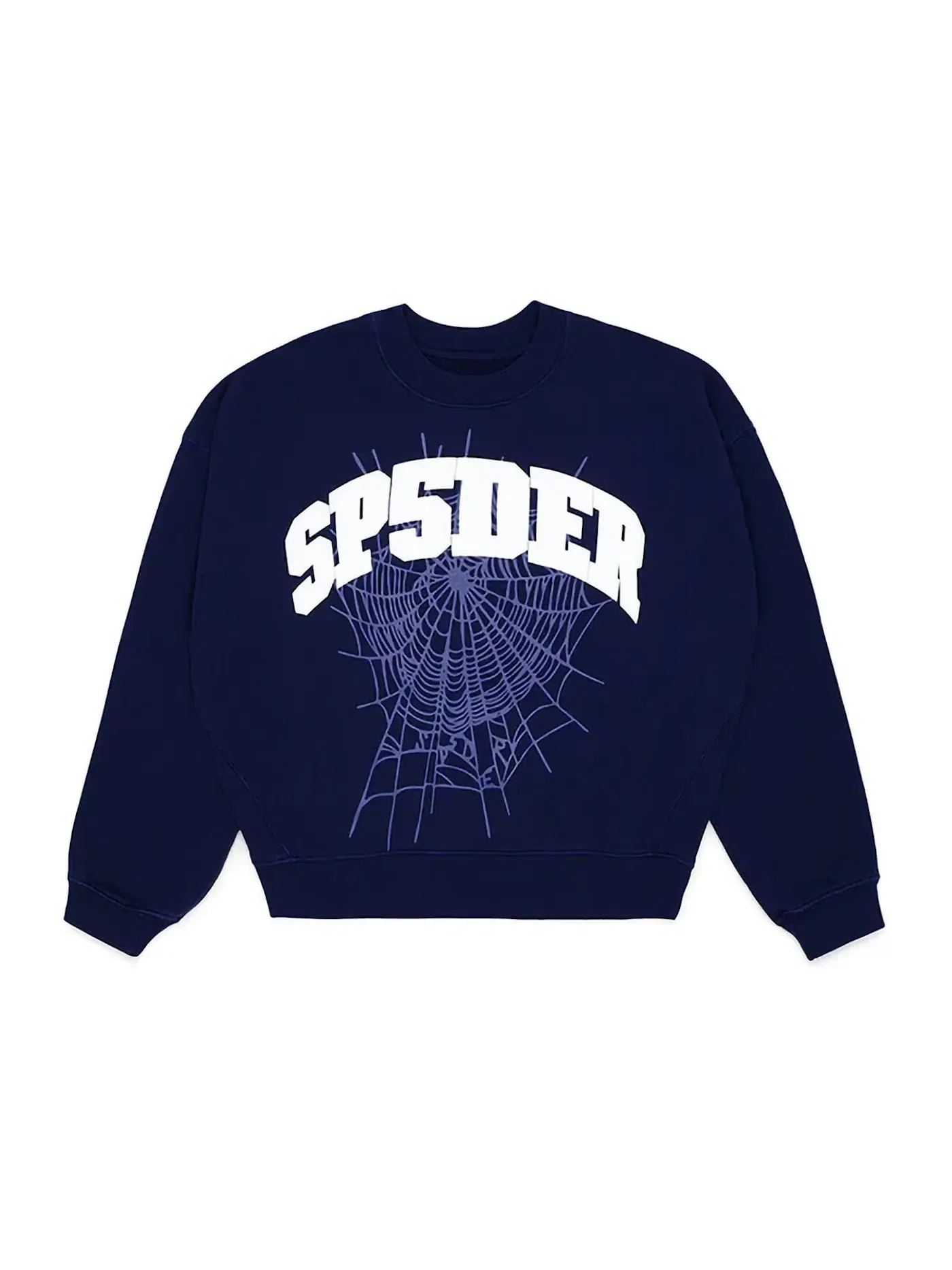 Мужской свитшот с принтом Sp5der Crewneck — изображение 1 из 2, темно-синий
