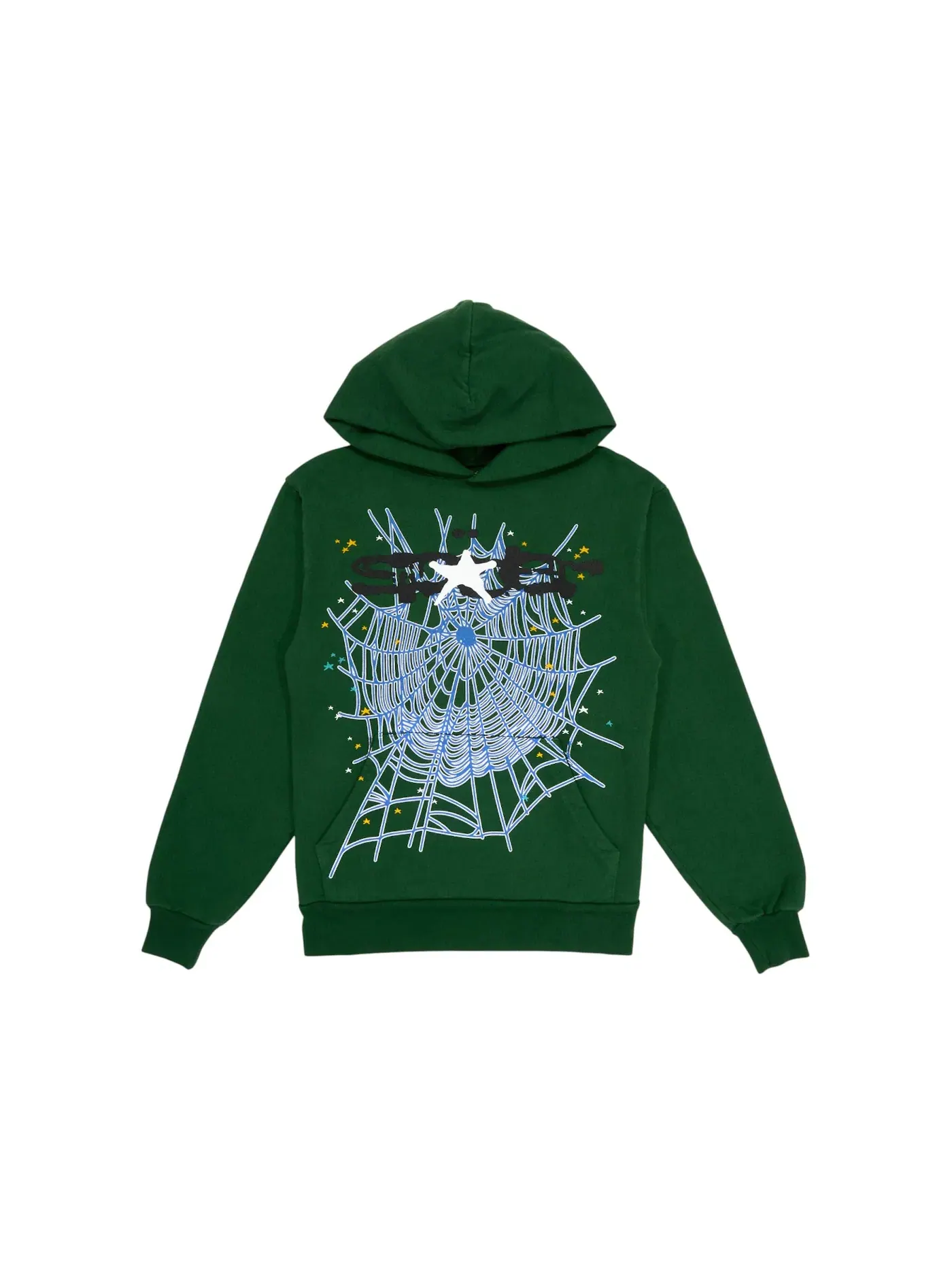 Мужской худи с принтом паутины Sp5der Hoodie — изображение 1 из 1, зеленый