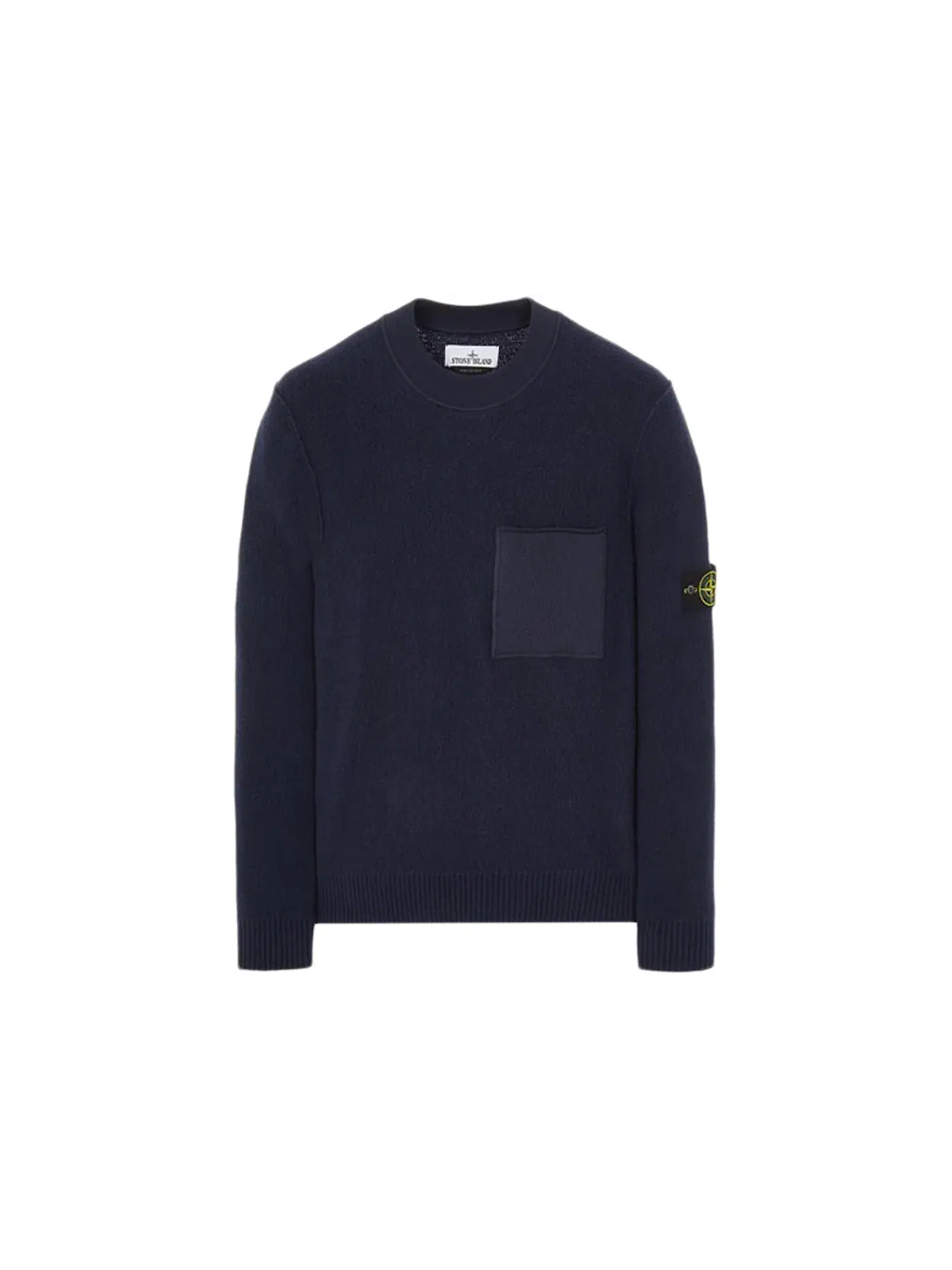 Мужской свитер из мягкого хлопка с миксовой тканью Sweater Stone Island — изображение 1 из 2, синий