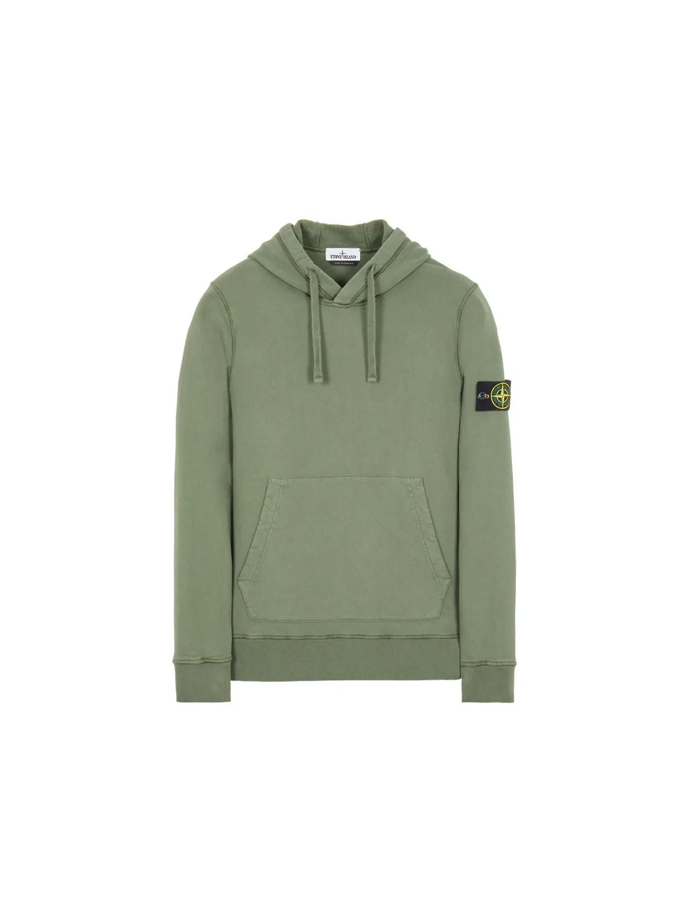 Мужская худи из ворсистого хлопкового футера Hoodie Stone Island — изображение 1 из 3, шалфейный