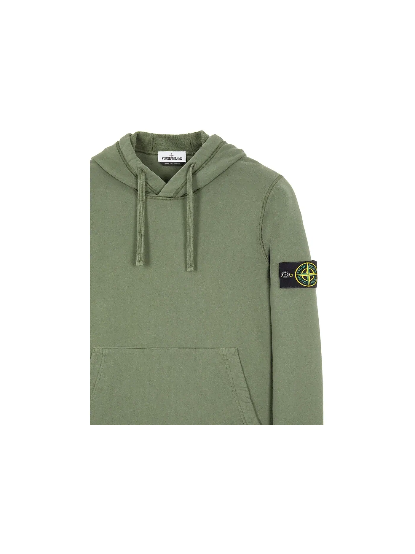 Мужская худи из ворсистого хлопкового футера Hoodie Stone Island — изображение 3 из 3, шалфейный