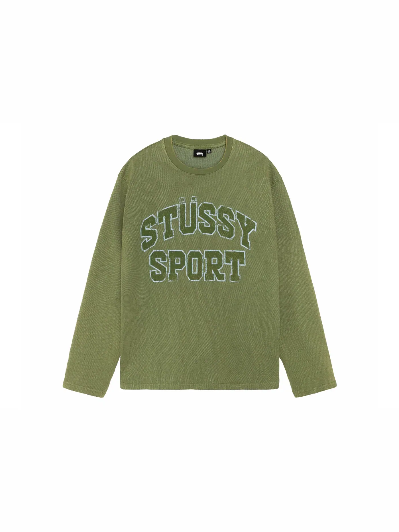 Мужской свитшот с принтом Stussy Crew — изображение 1 из 2, зеленый