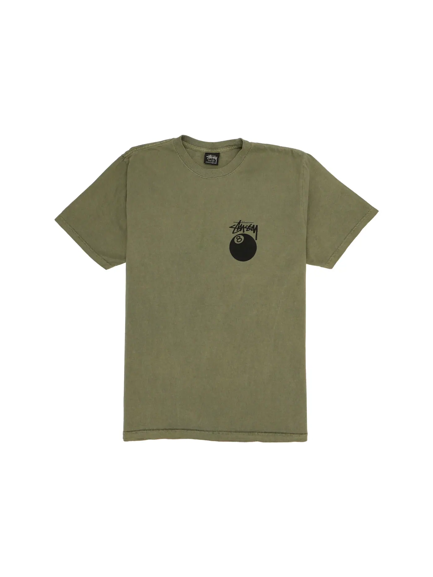Мужская футболка с принтом Stussy 8 Ball Pigment Dyed Tee — изображение 1 из 2, оливковый