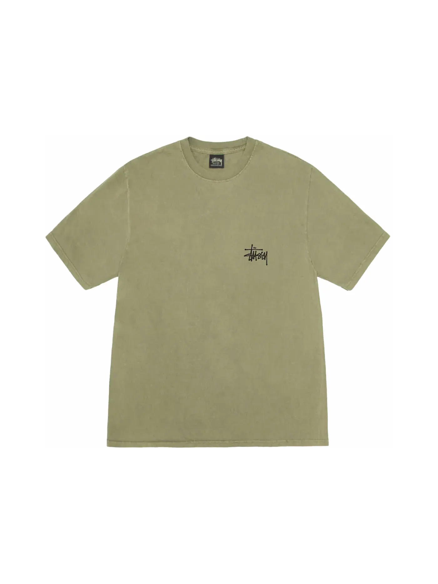 Мужская футболка с пигментным окрашиванием Stussy Basic Stussy — изображение 2 из 2, оливковый