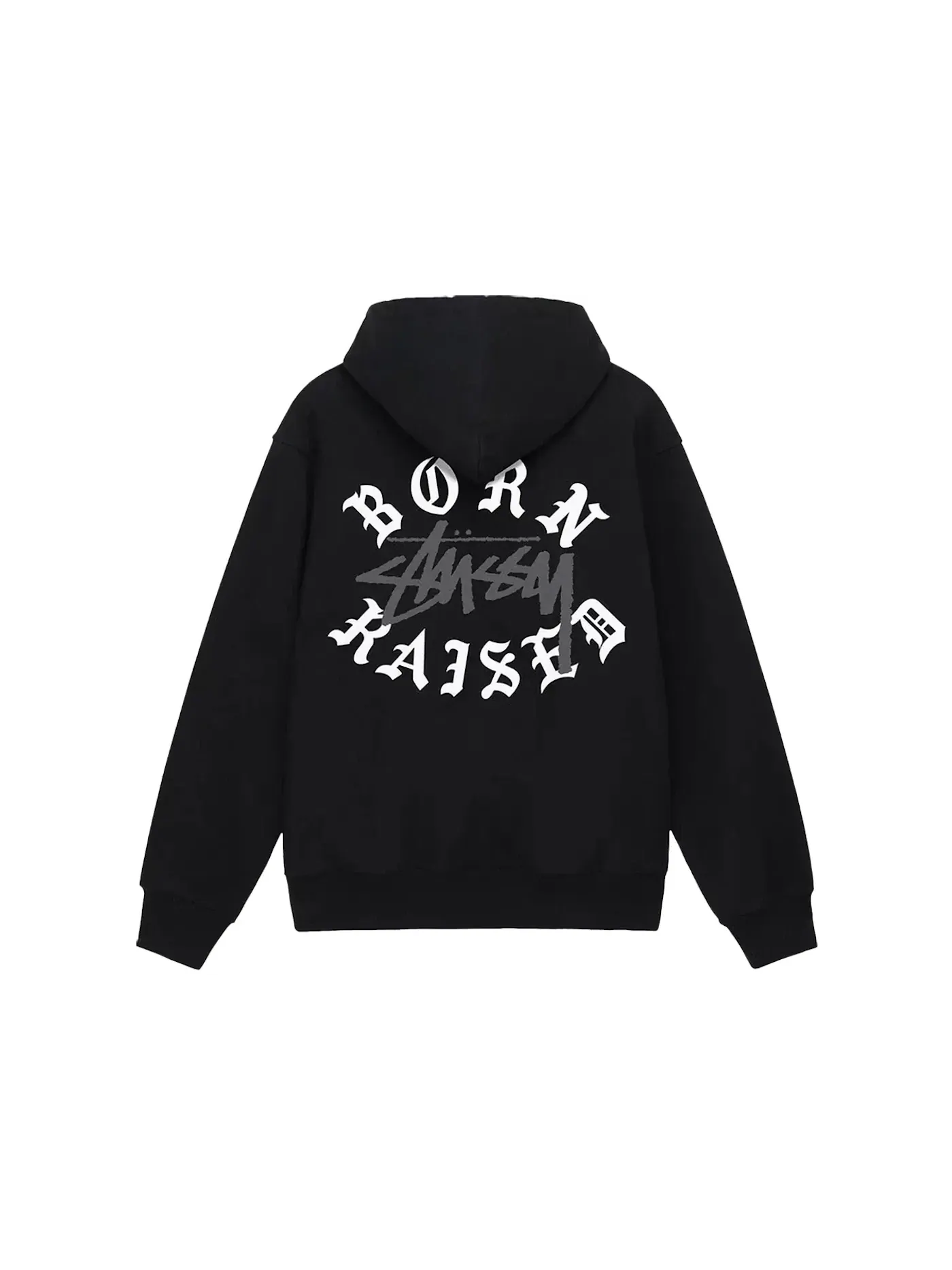 Мужская худи на молнии Born X Raised Logo Stussy — изображение 1 из 2, черный