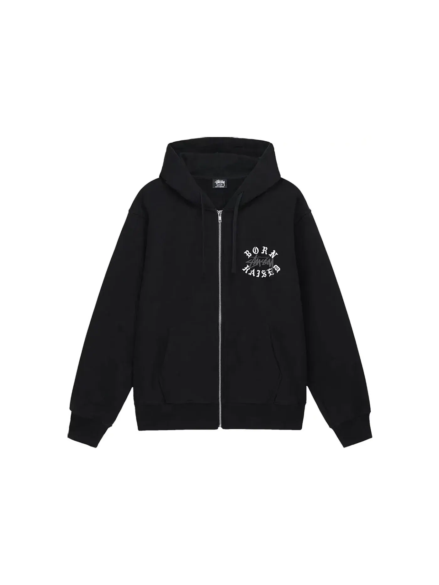 Мужская худи на молнии Born X Raised Logo Stussy — изображение 2 из 2, черный