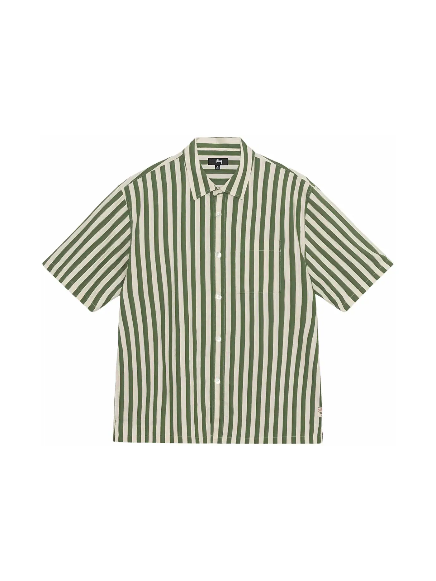 Мужская рубашка с полосатым низом Stussy Shirt — изображение 1 из 2, зеленый