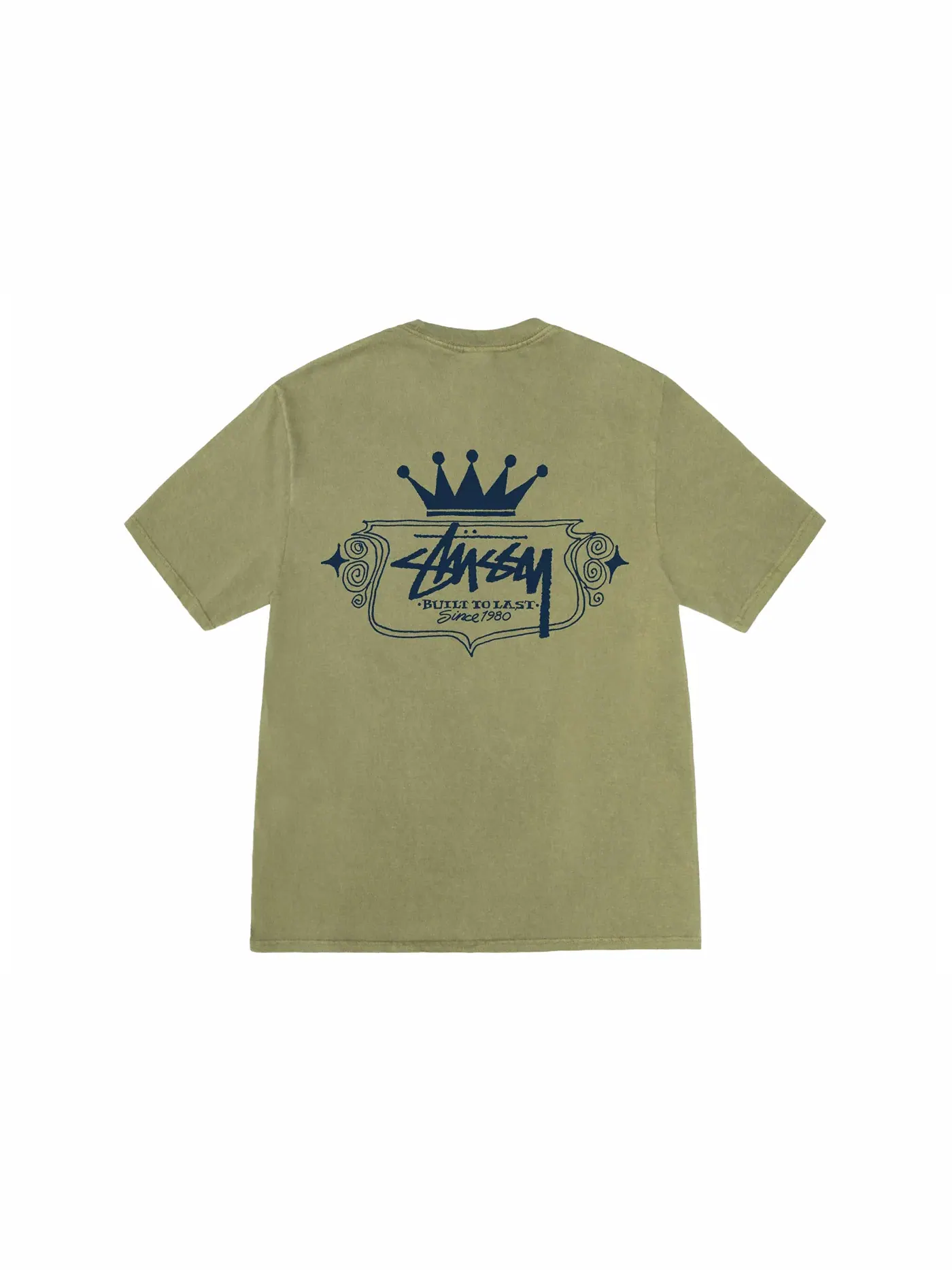 Мужская футболка с пигментным окрашиванием Stussy Built To Last Tee — изображение 1 из 2, оливковый