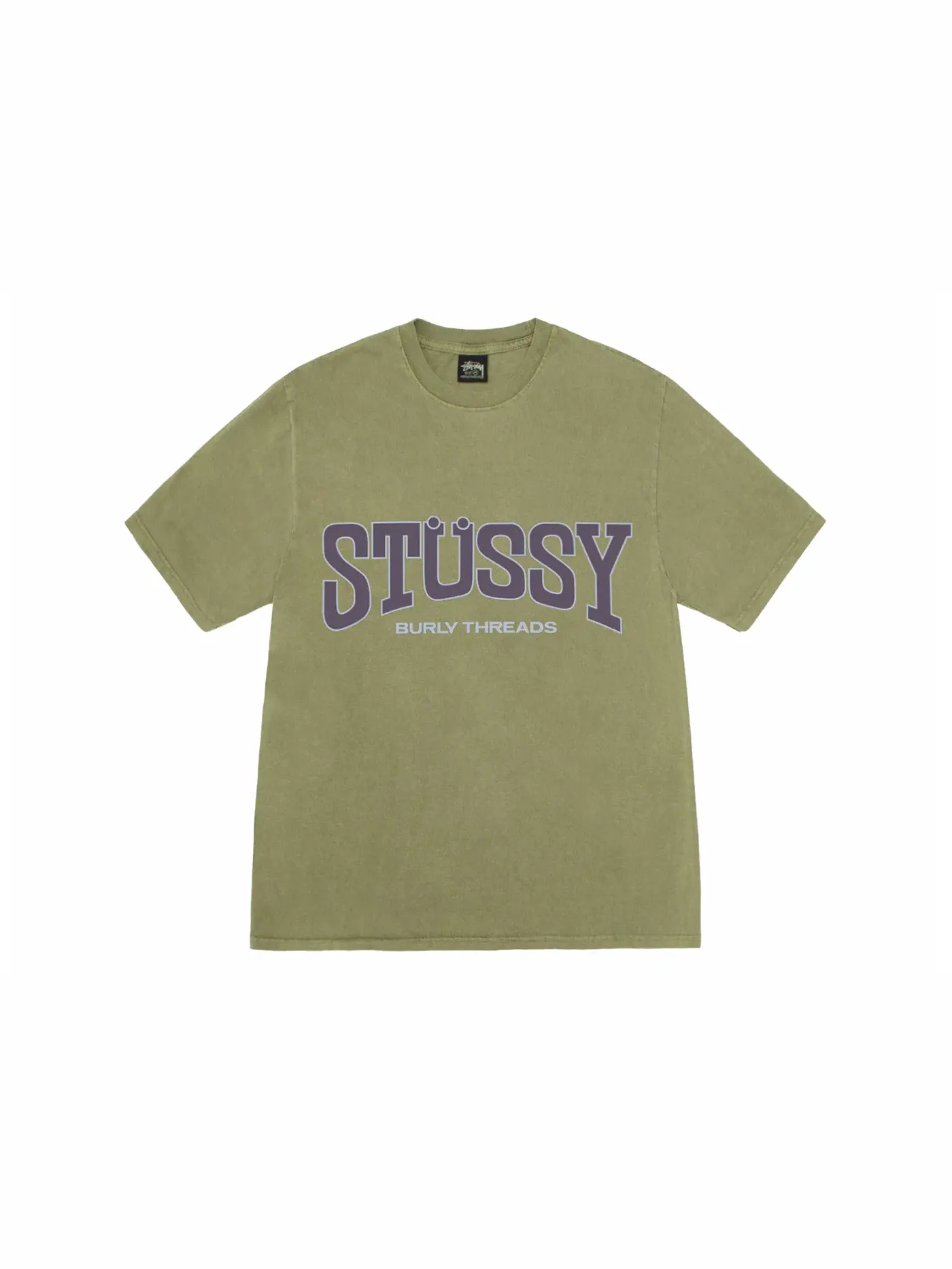 Мужская футболка с пигментным окрашиванием Tee Stussy — изображение 1 из 2, оливковый