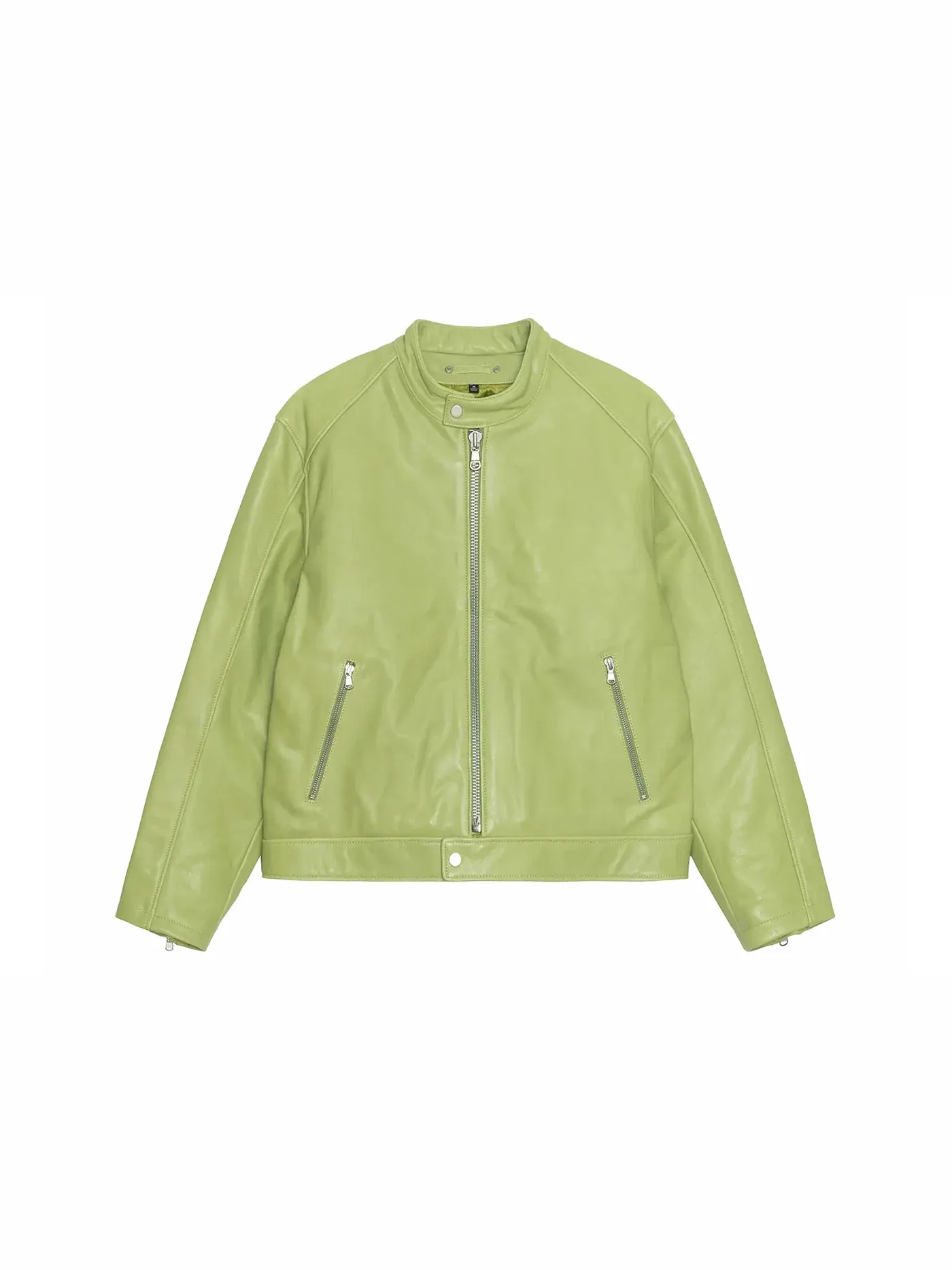 Мужская кожаная куртка-косуха Stussy — изображение 1 из 2, лаймовый