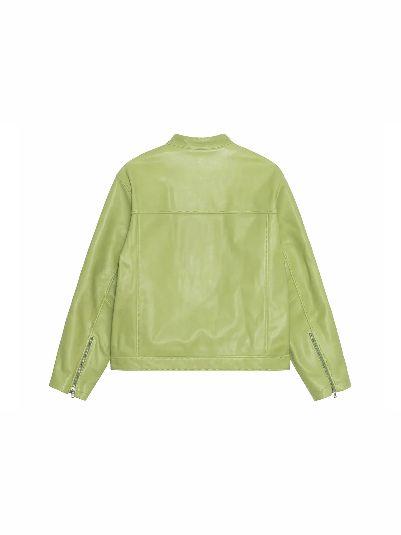 Мужская кожаная куртка-косуха Stussy — изображение 2 из 2, лаймовый