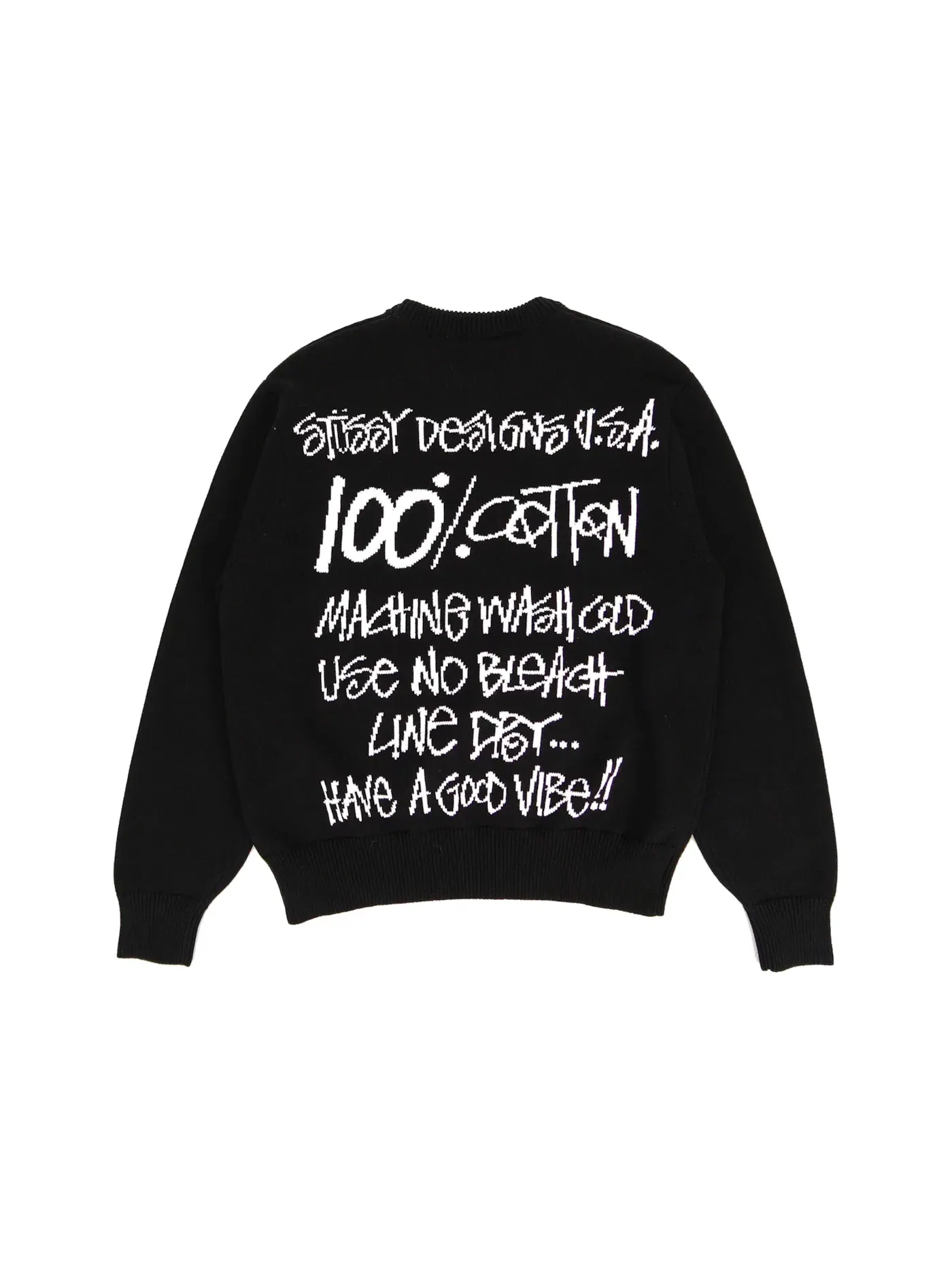 Мужской свитер с вышивкой Stussy Sweater — изображение 1 из 2, черный
